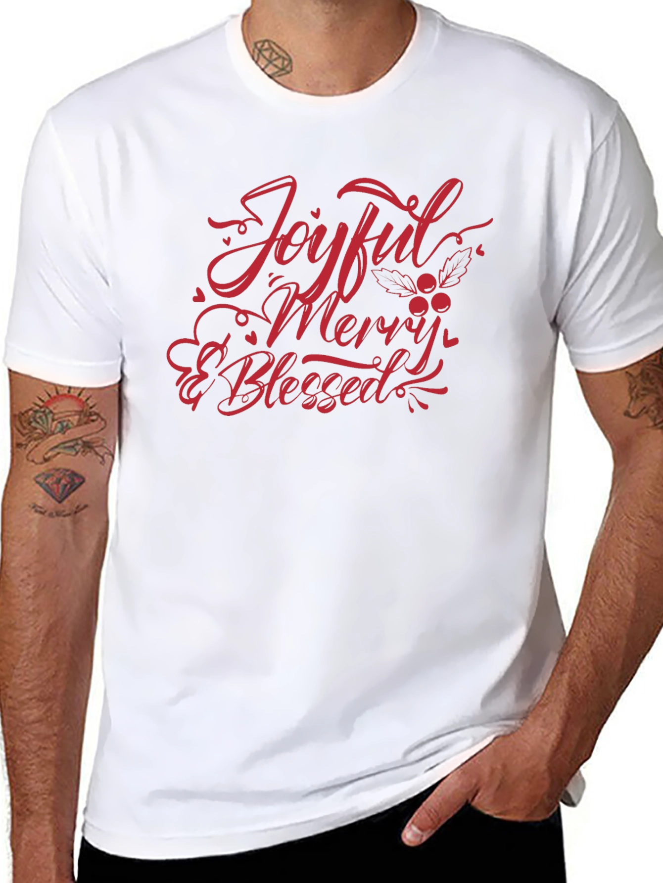Joyful Merry & Blessed Black T-Shirt