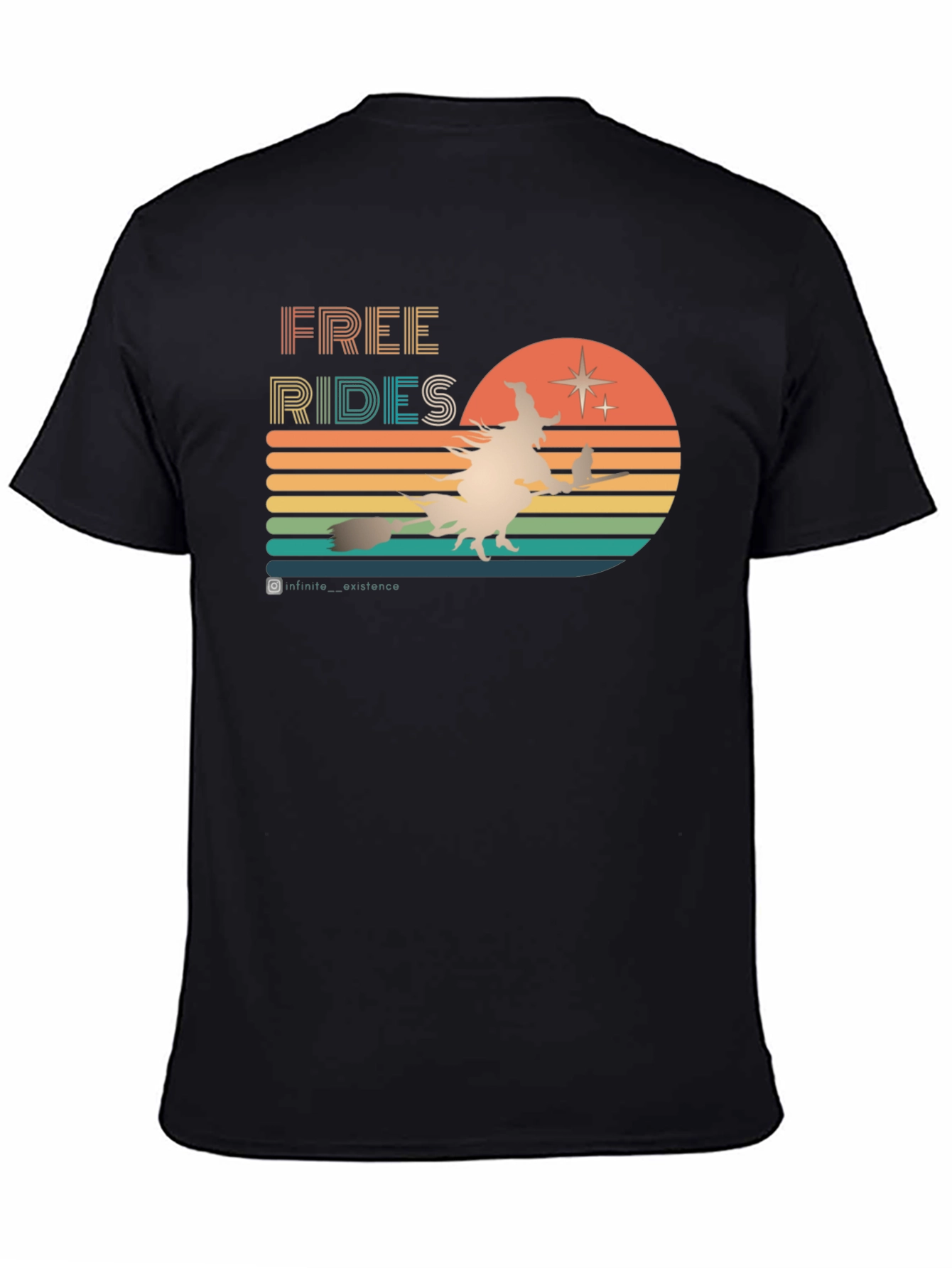 Retro Halloween T-Shirt: Free Rides Witch Design