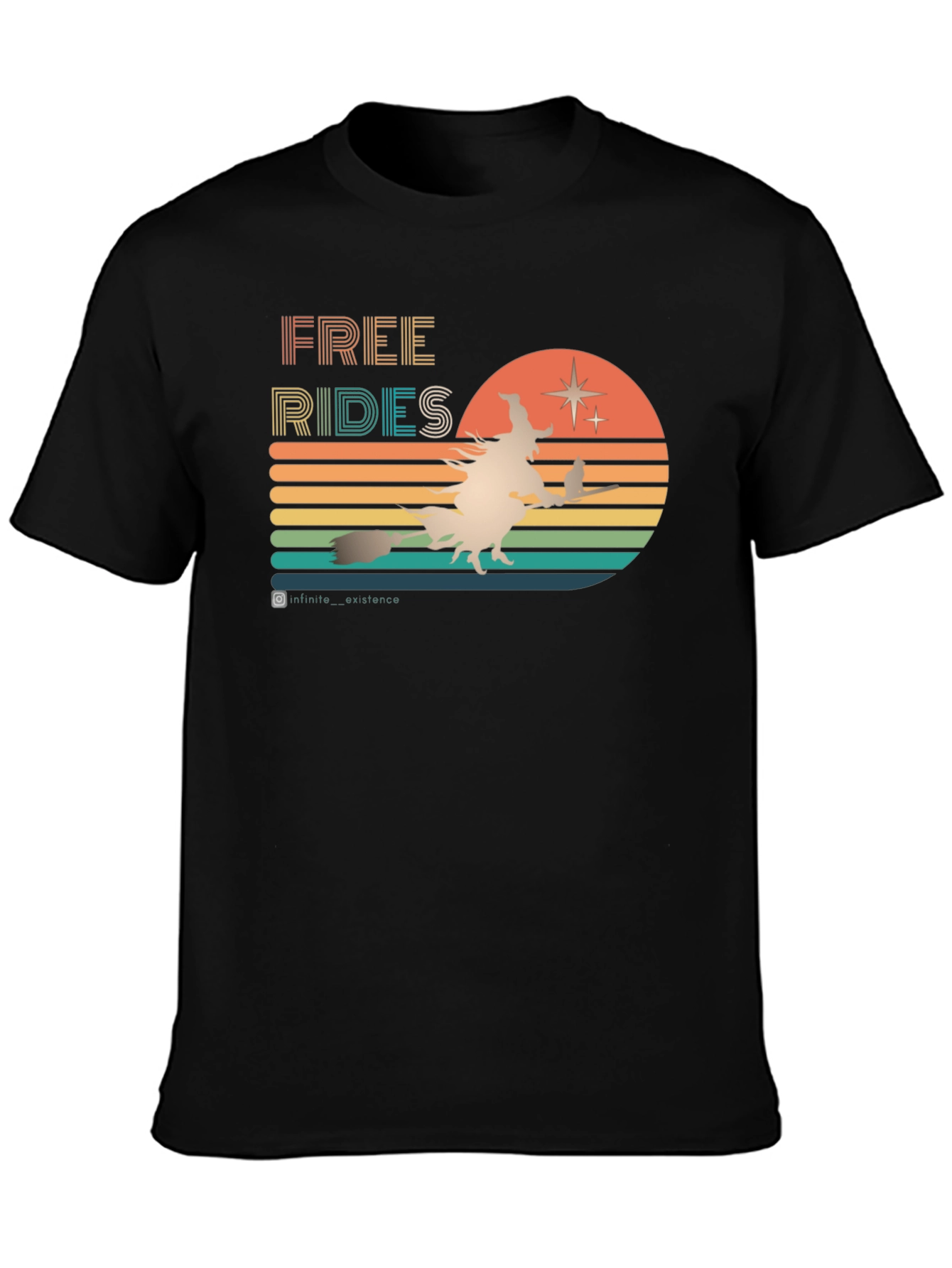 Retro Halloween T-Shirt: Free Rides Witch Design