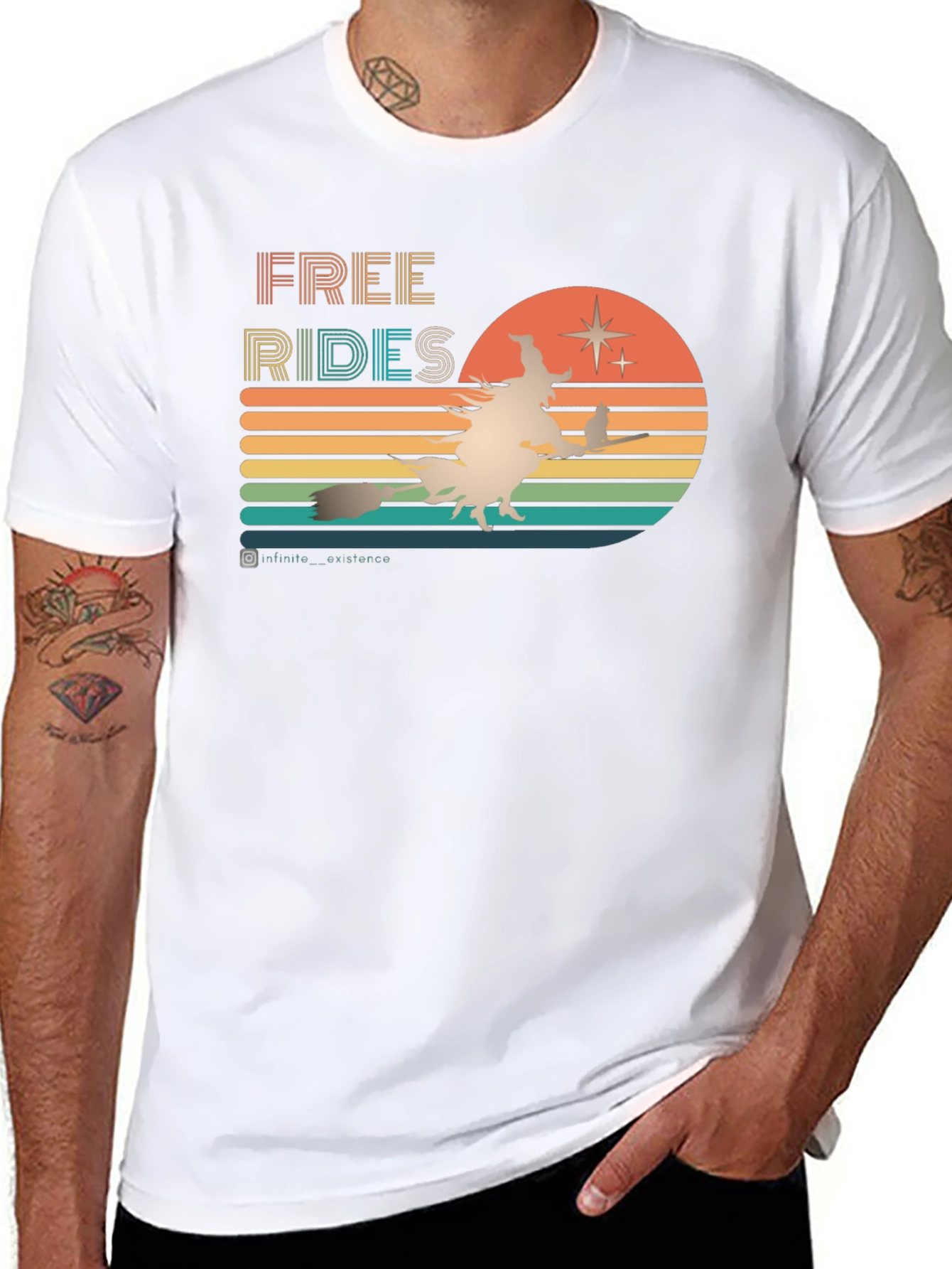 Retro Halloween T-Shirt: Free Rides Witch Design