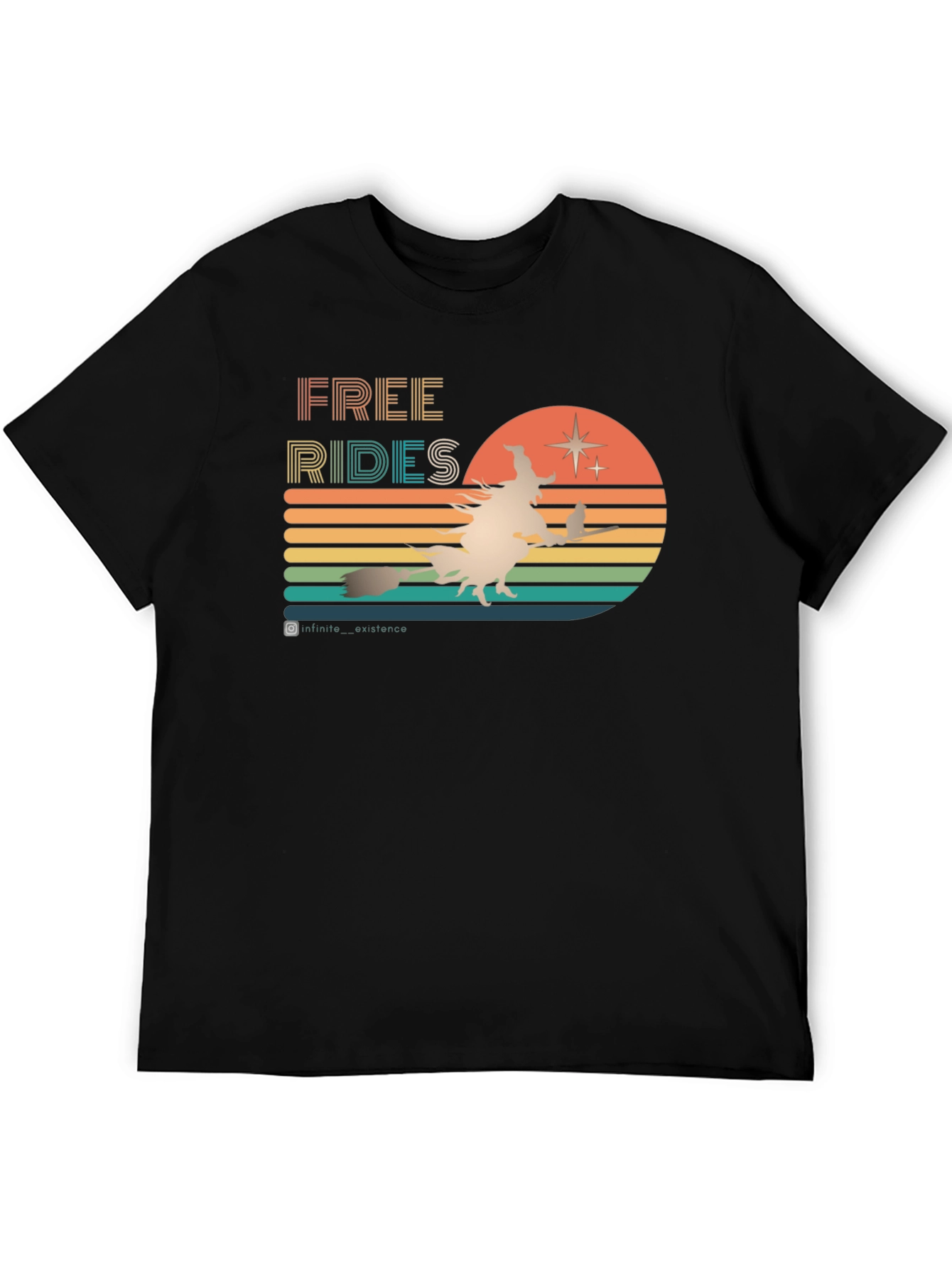 Retro Halloween T-Shirt: Free Rides Witch Design