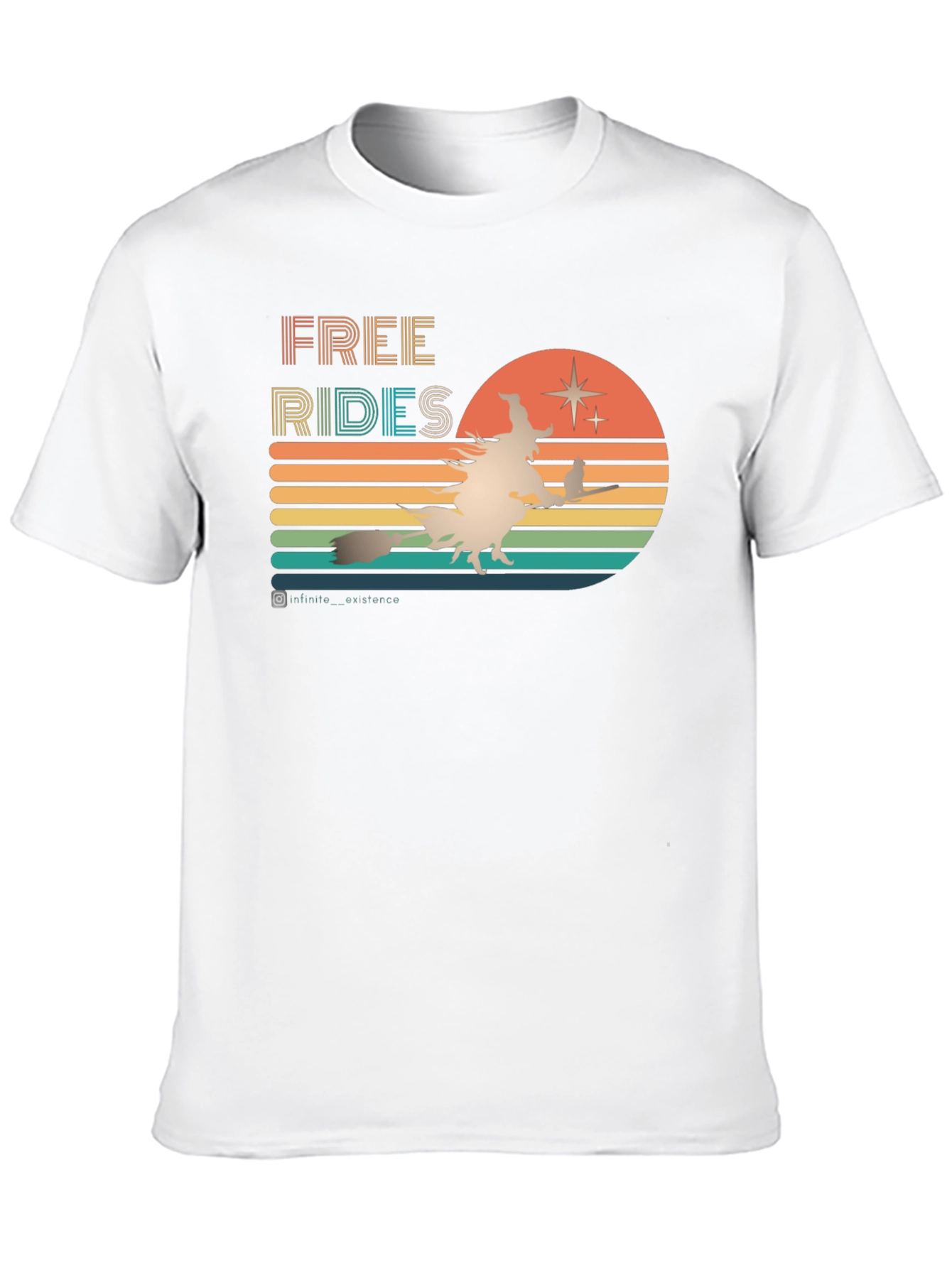Retro Halloween T-Shirt: Free Rides Witch Design