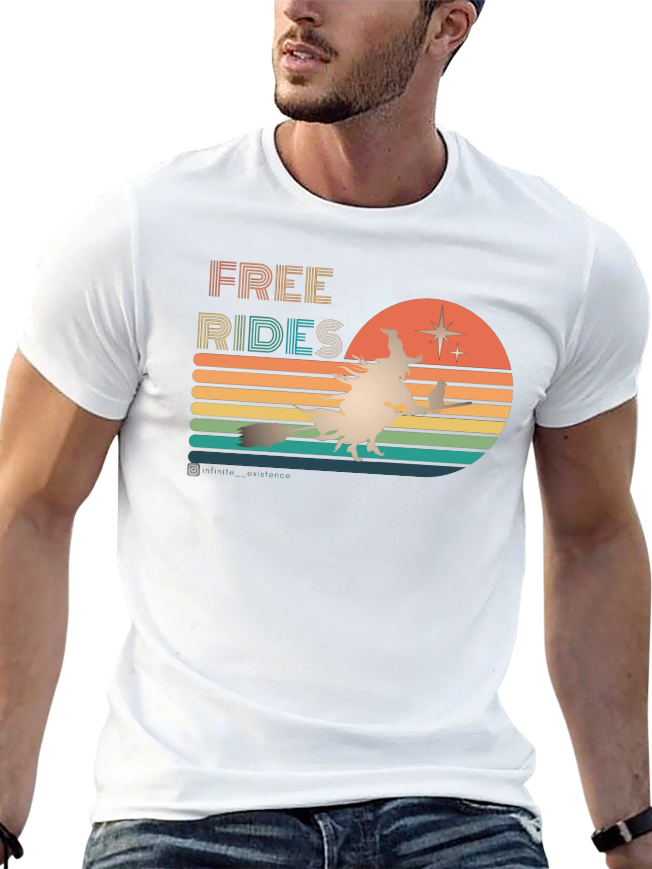 Retro Halloween T-Shirt: Free Rides Witch Design
