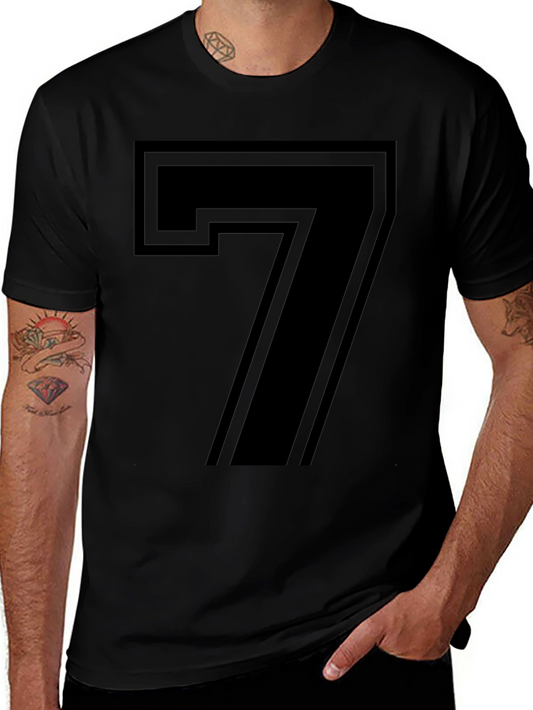 Bold Number 7 Graphic Tee - Stylish Black T-Shirt
