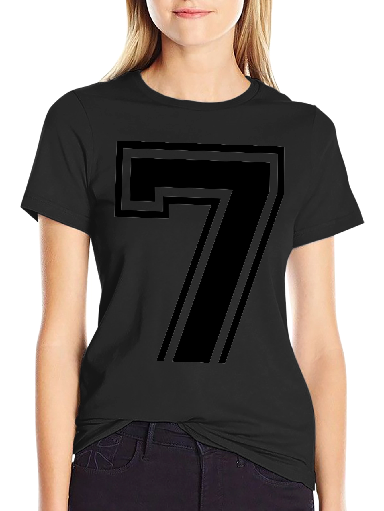 Bold Number 7 Graphic Tee - Stylish Black T-Shirt