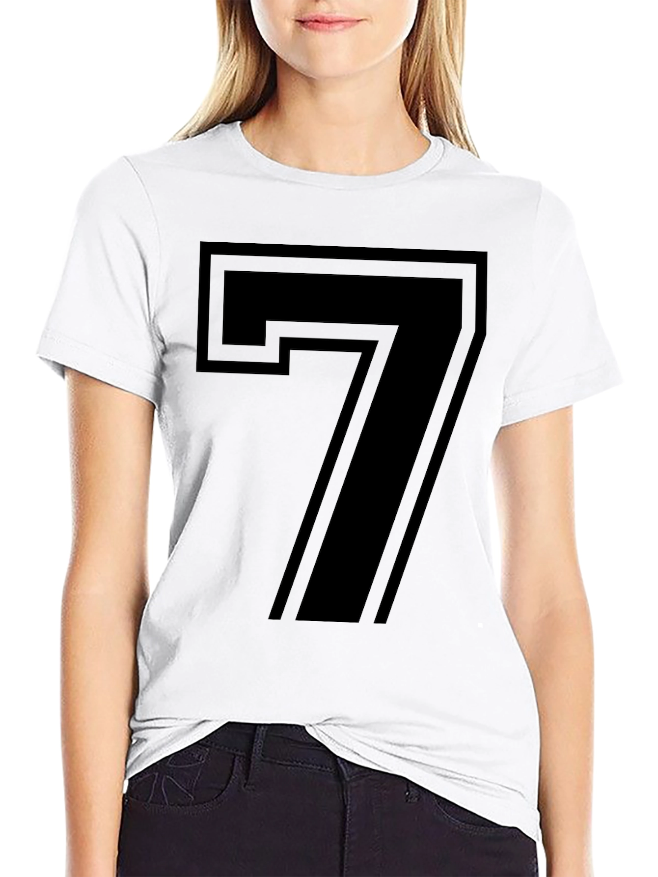 Bold Number 7 Graphic Tee - Stylish Black T-Shirt