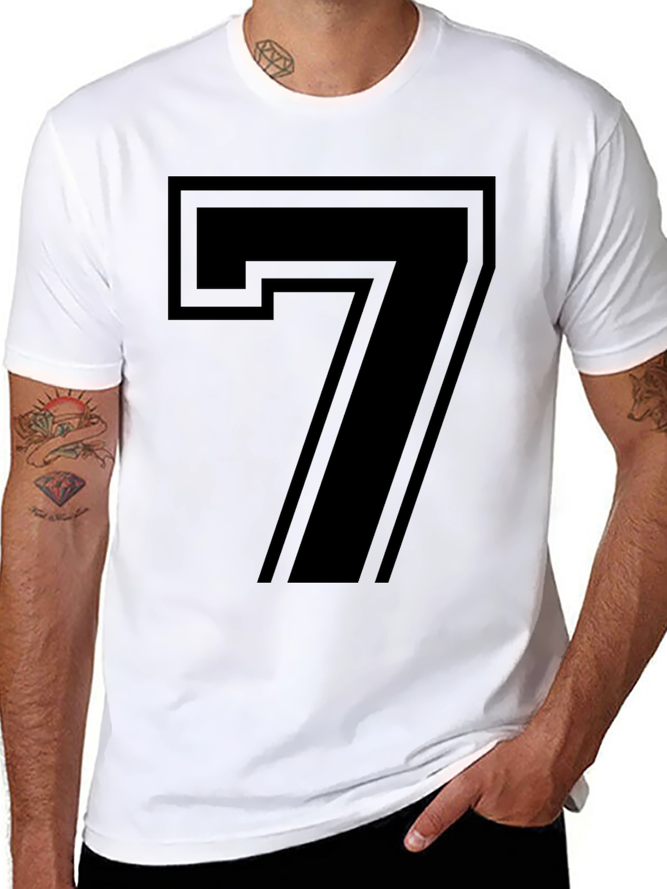 Bold Number 7 Graphic Tee - Stylish Black T-Shirt
