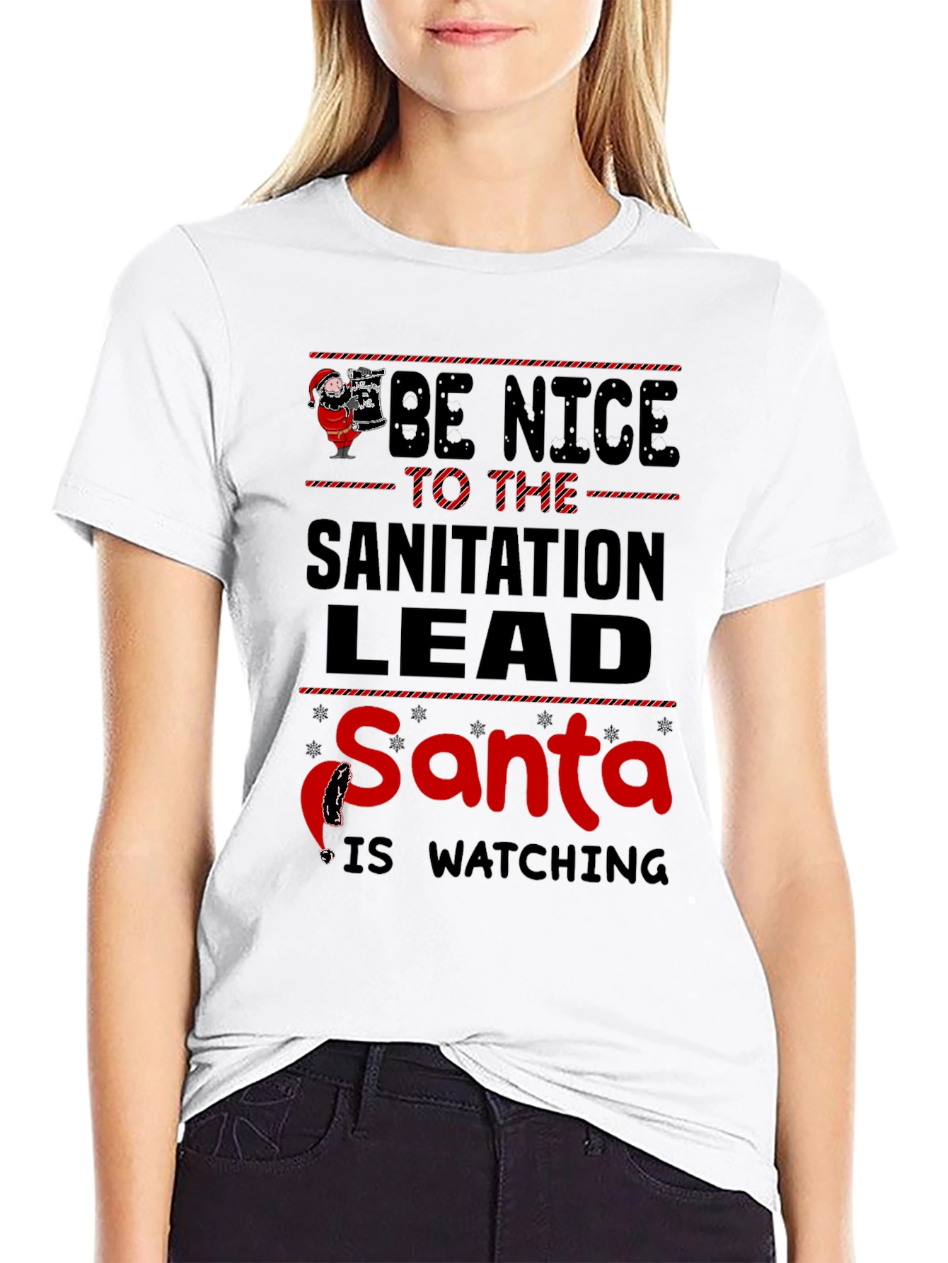 Be Nice to the Sanitation Lead Santa T-Shirt