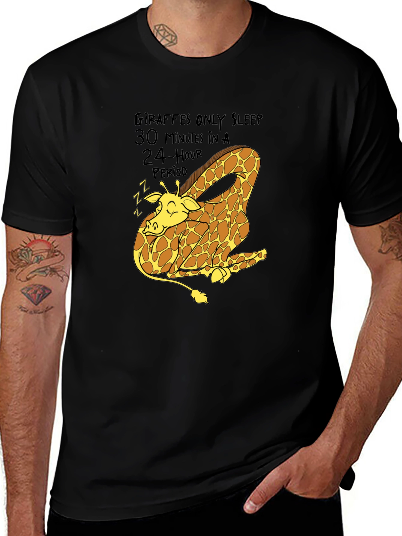Giraffe Sleep T-Shirt - Funny Animal Tee