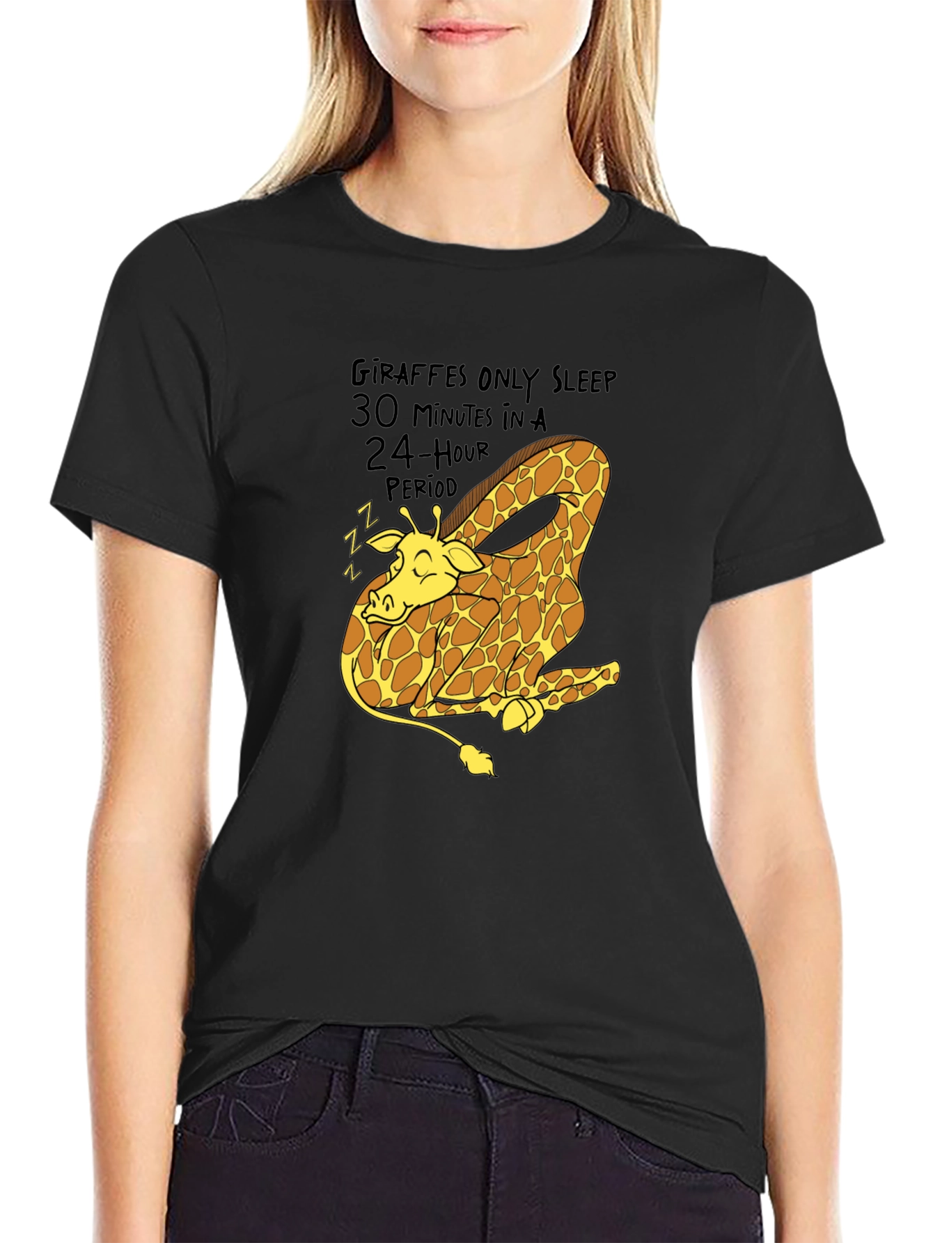 Giraffe Sleep T-Shirt - Funny Animal Tee