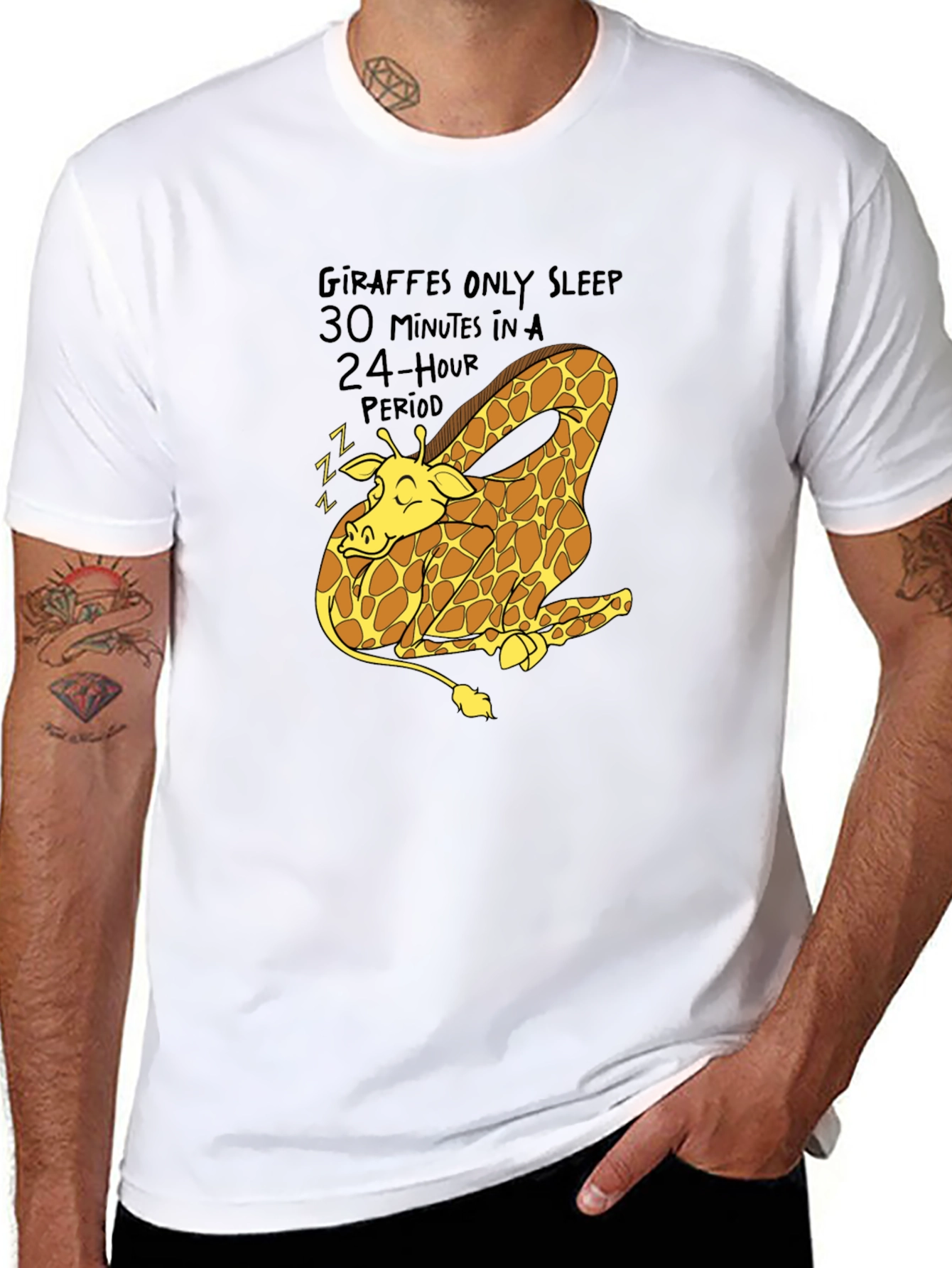 Giraffe Sleep T-Shirt - Funny Animal Tee