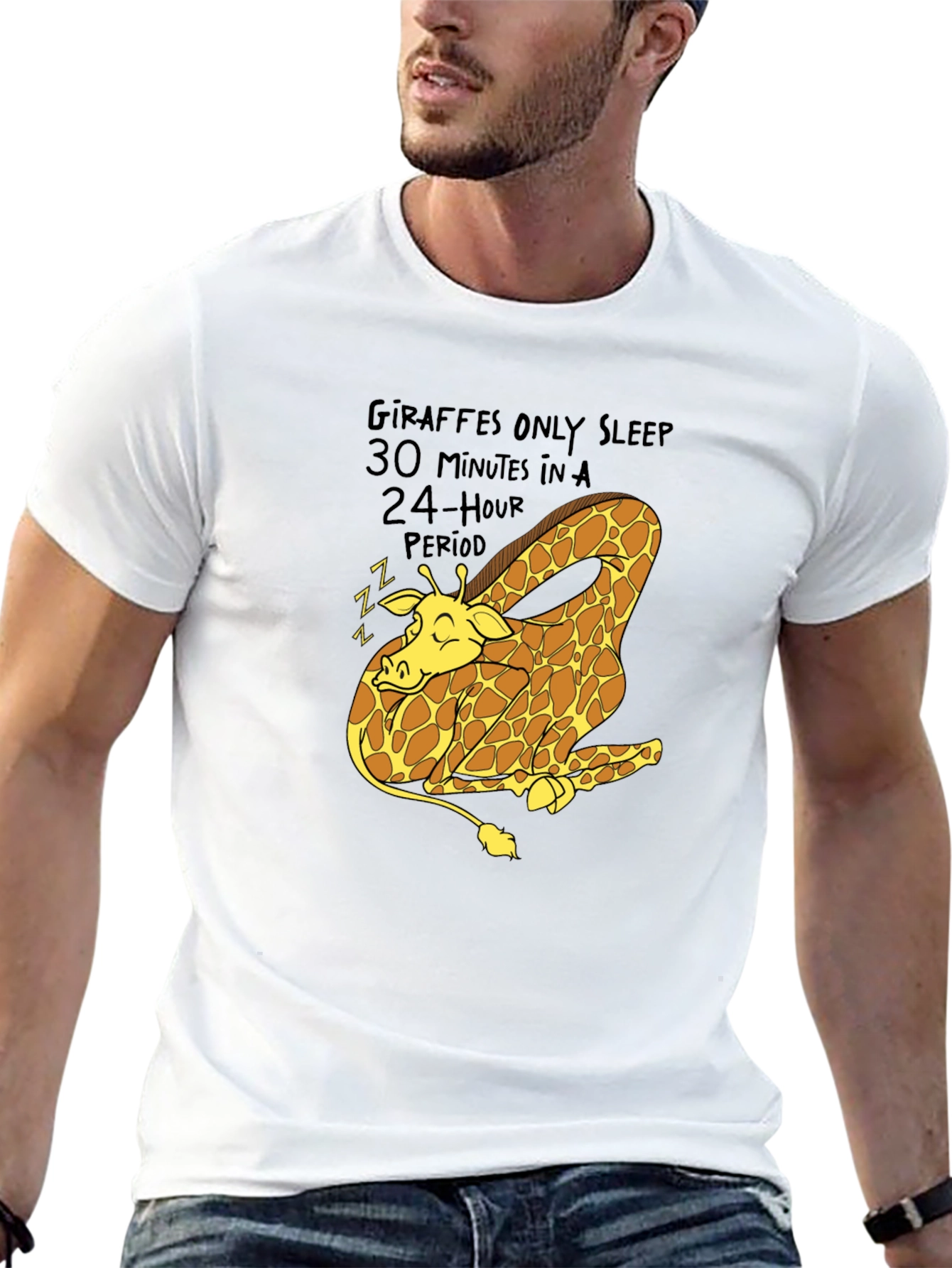 Giraffe Sleep T-Shirt - Funny Animal Tee