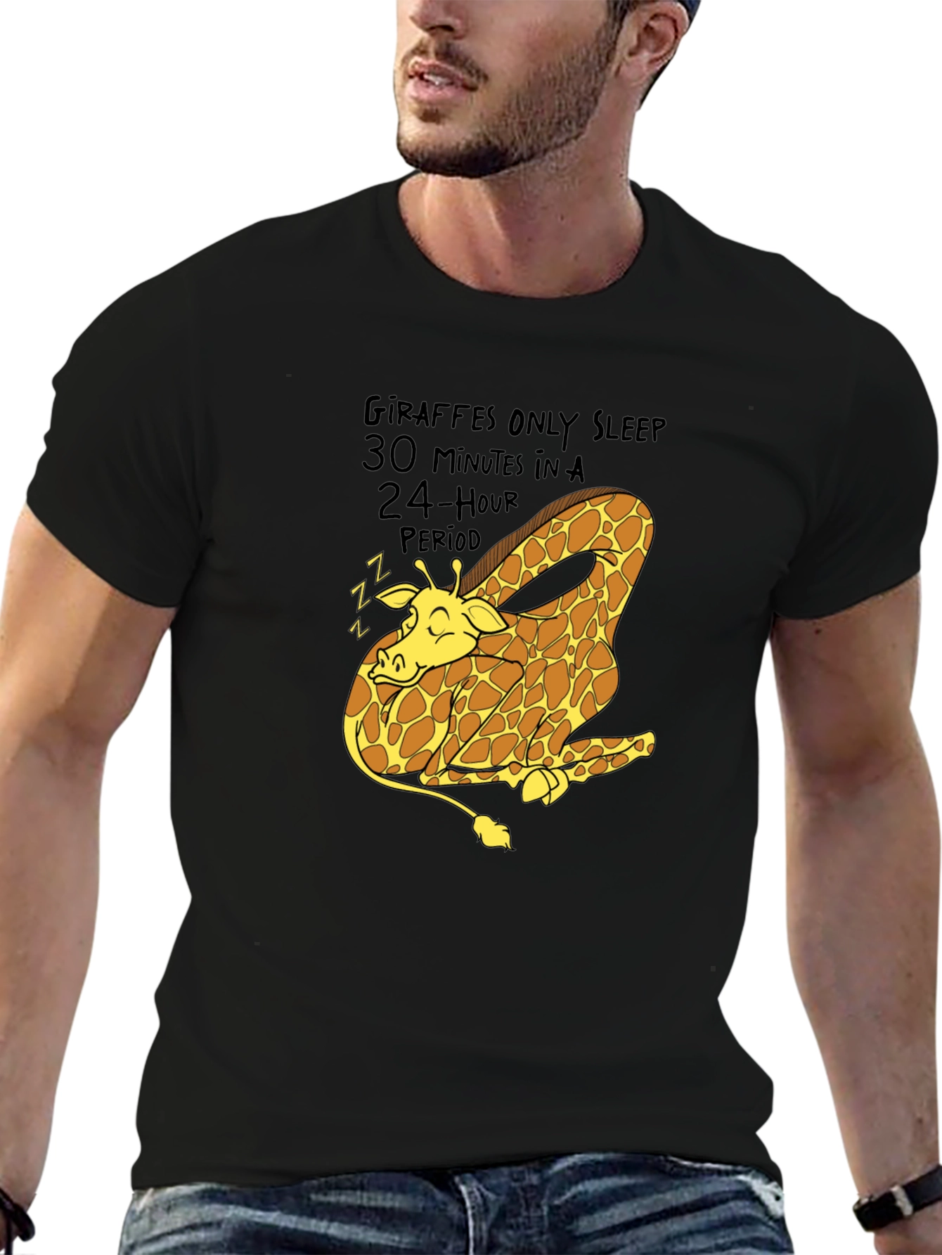 Giraffe Sleep T-Shirt - Funny Animal Tee