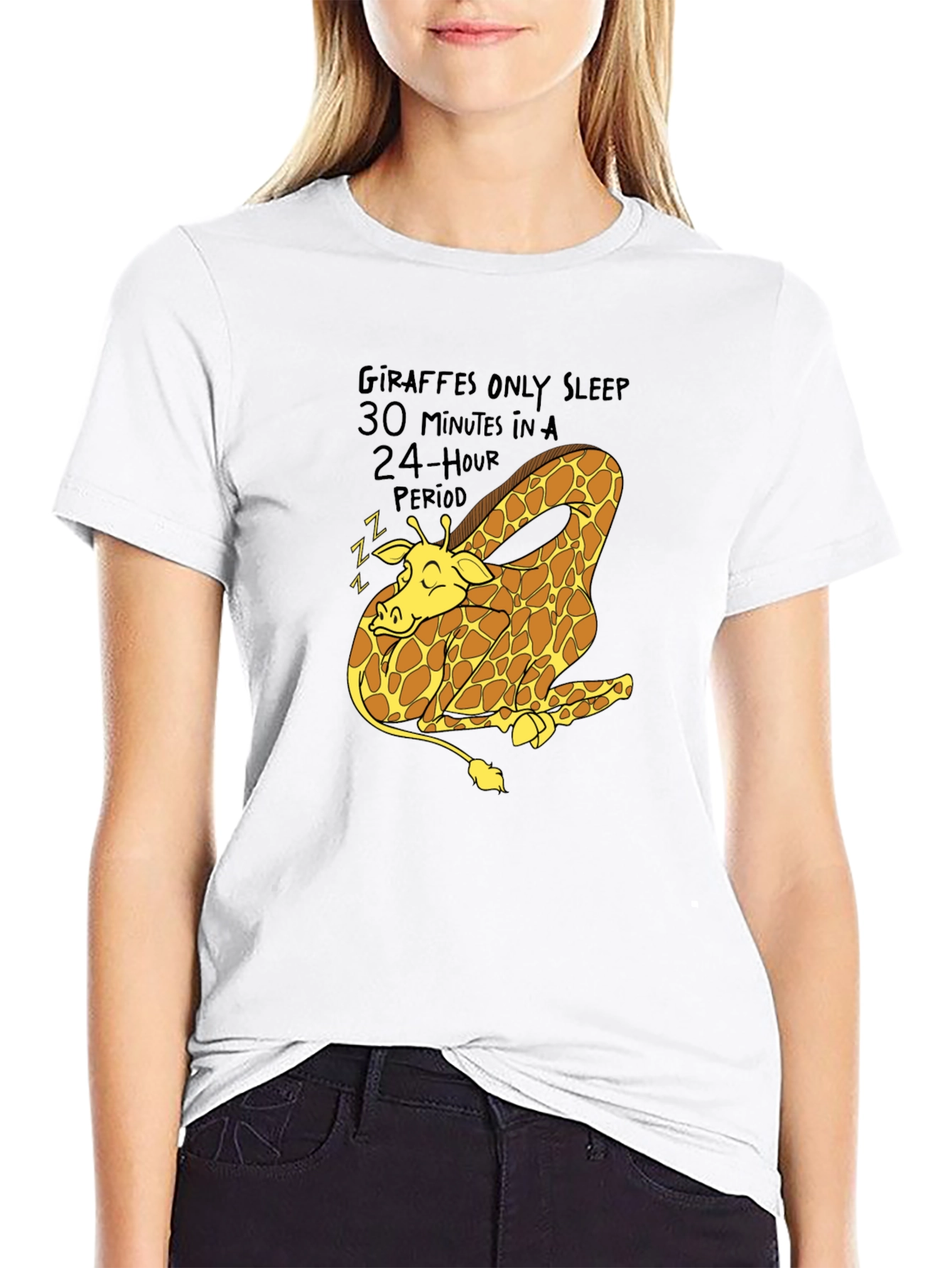 Giraffe Sleep T-Shirt - Funny Animal Tee