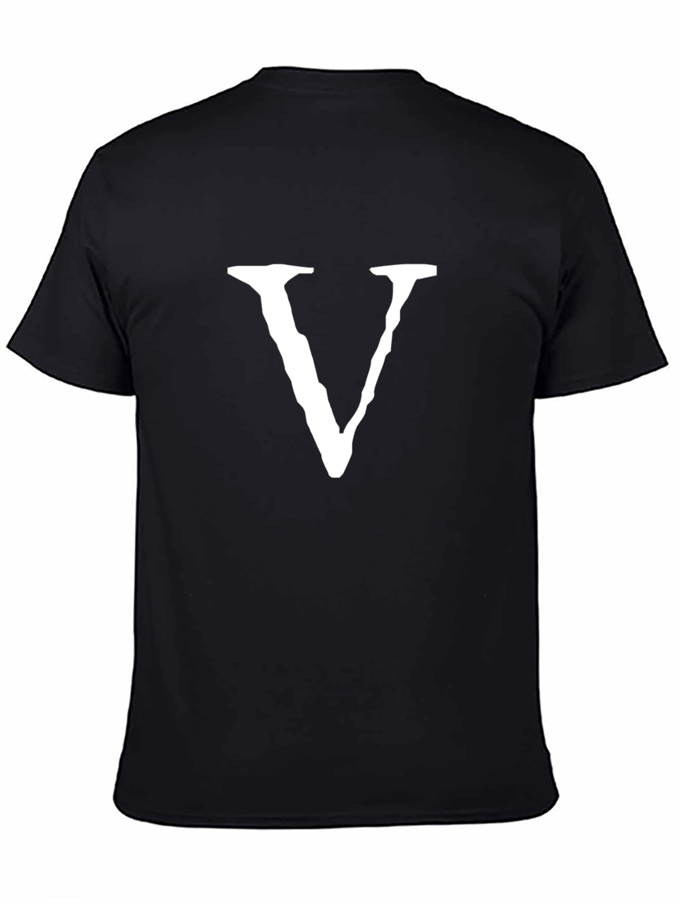 Black Tee with White V Graphic