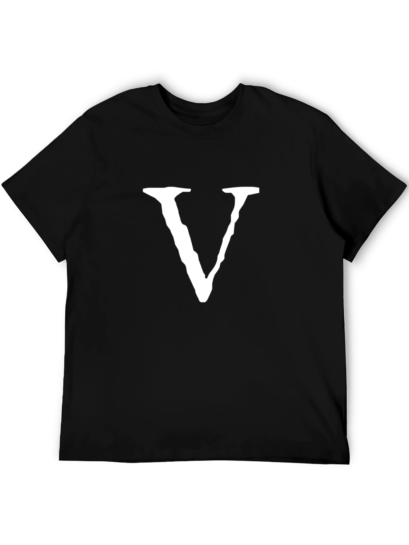 Black Tee with White V Graphic