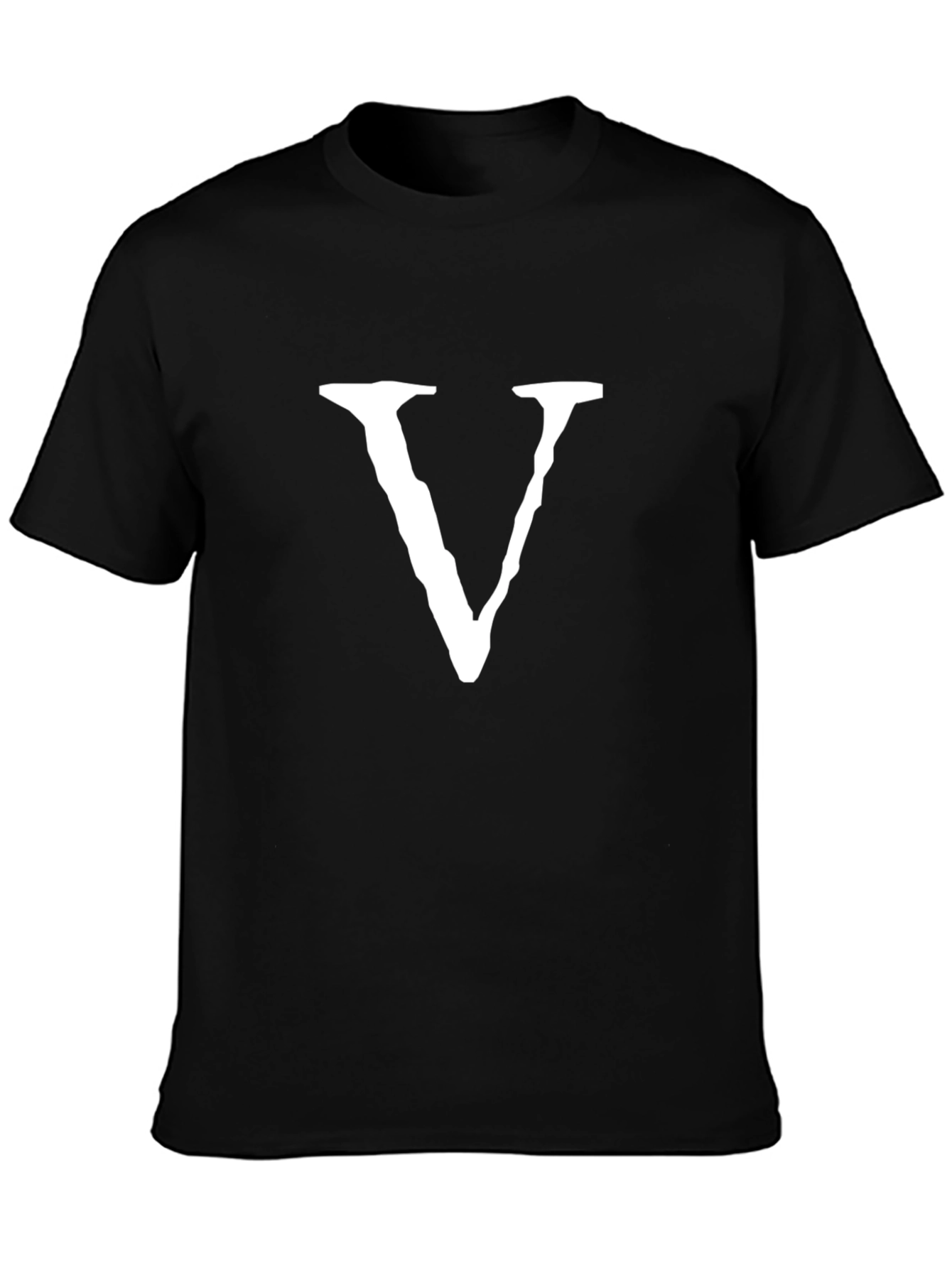 Black Tee with White V Graphic