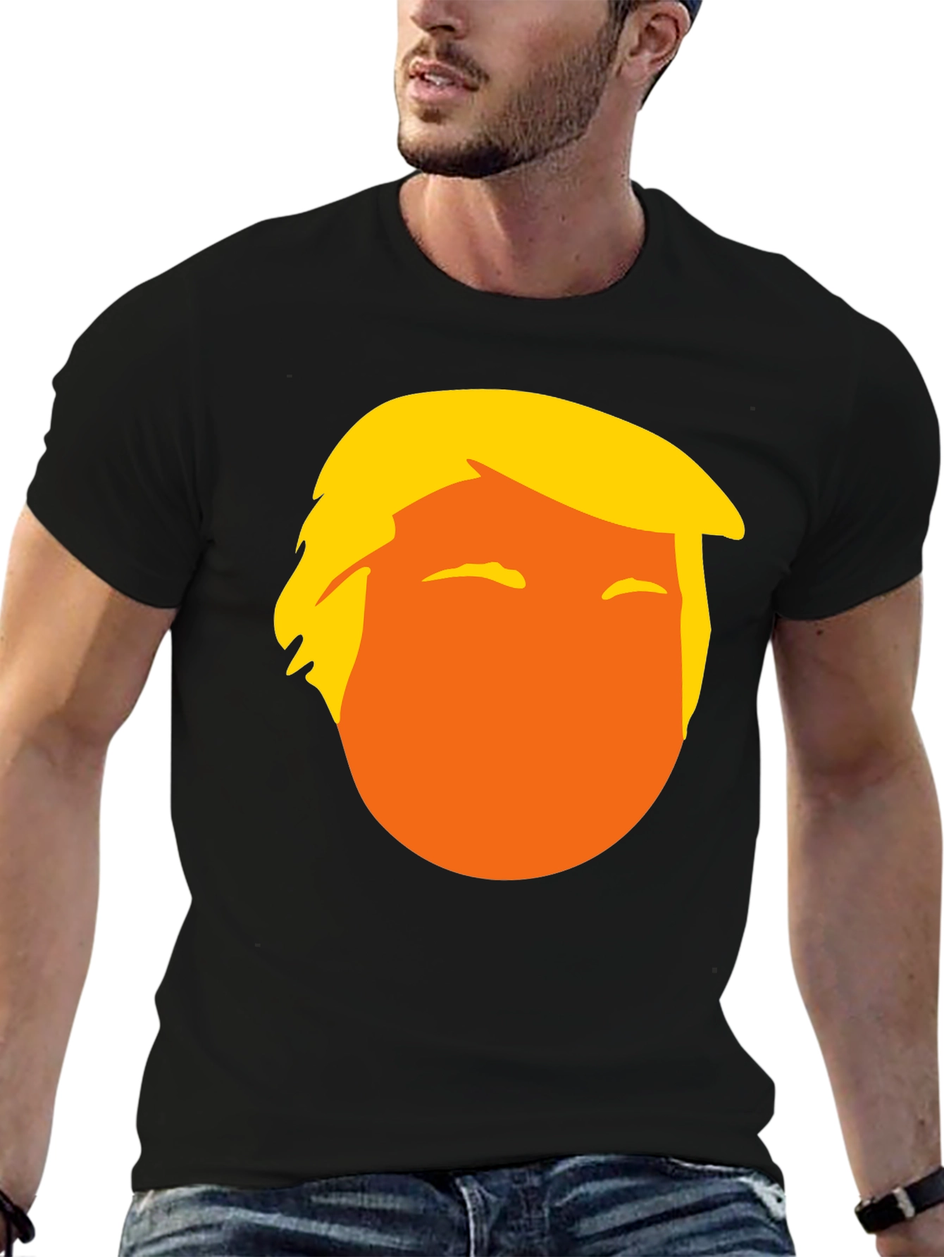 Donald Trump Silhouette Graphic Tee - Black Cotton Blend