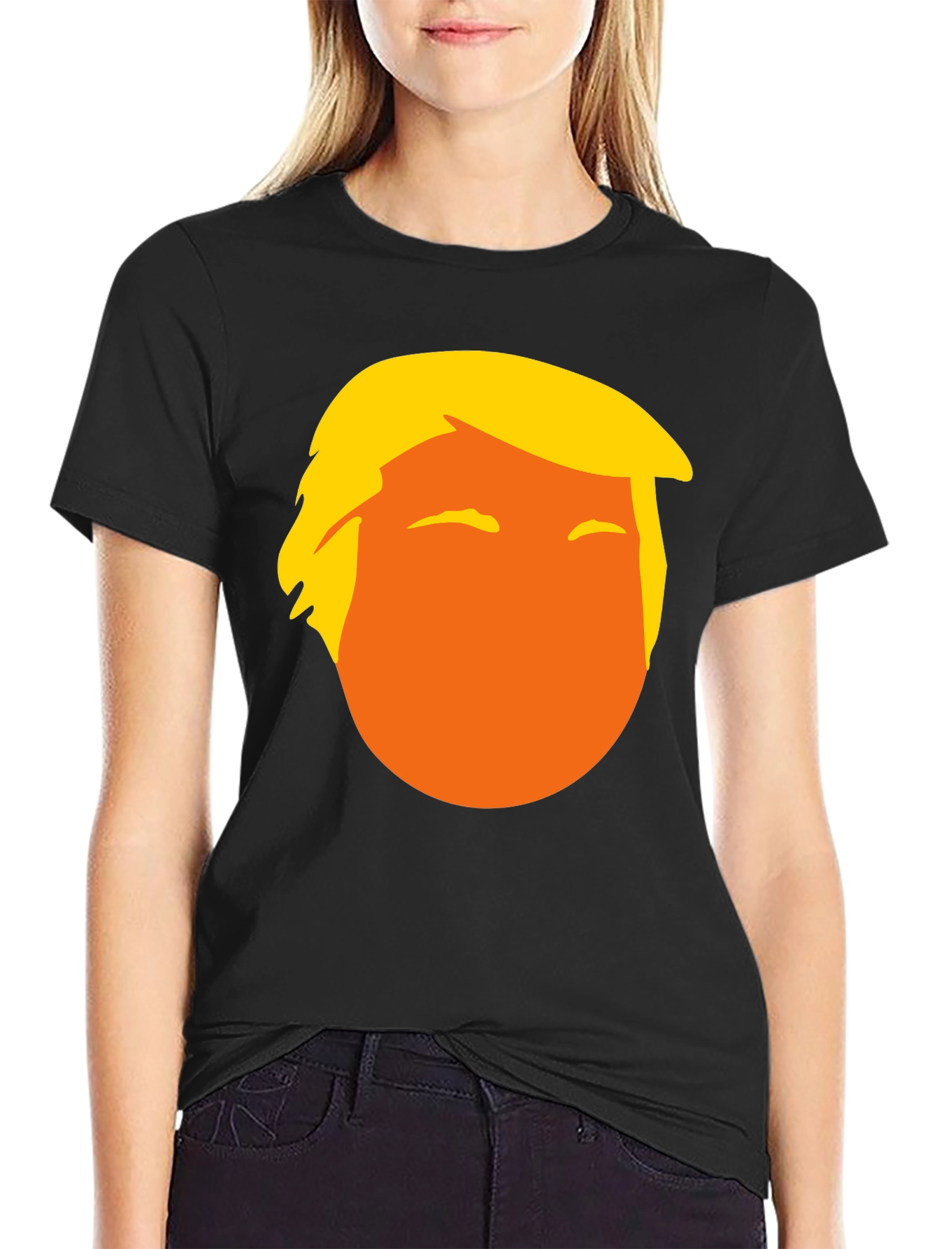 Donald Trump Silhouette Graphic Tee - Black Cotton Blend