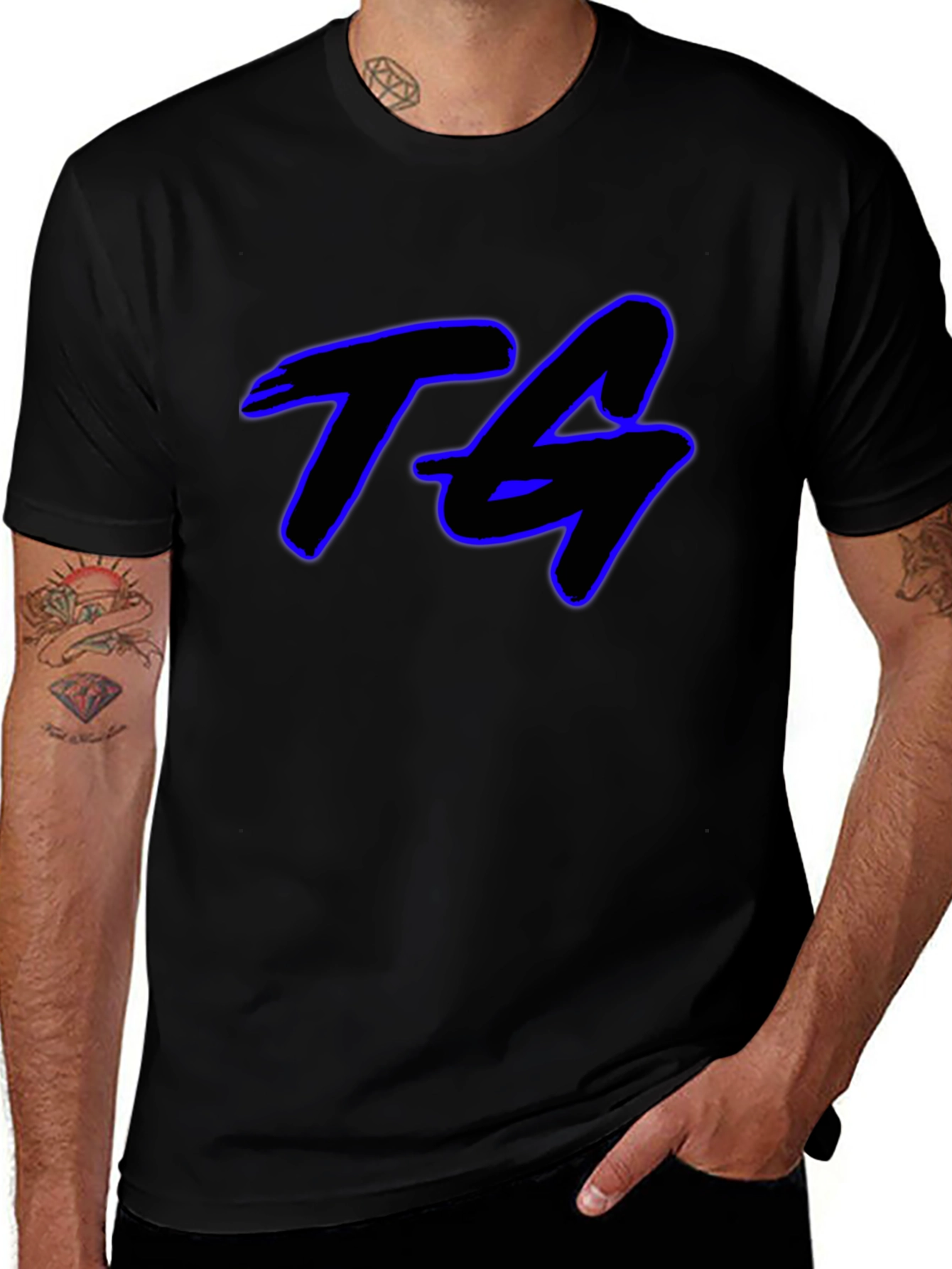 TG Graphic Print Black Cotton T-Shirt