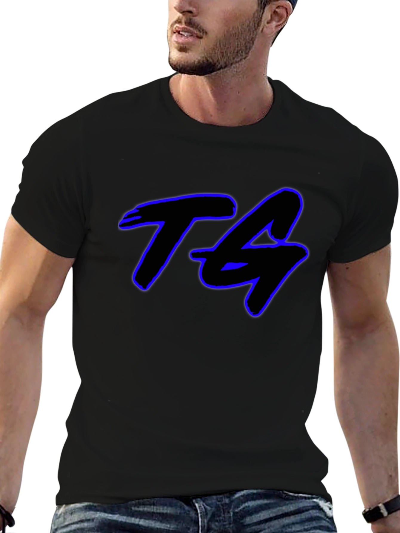 TG Graphic Print Black Cotton T-Shirt