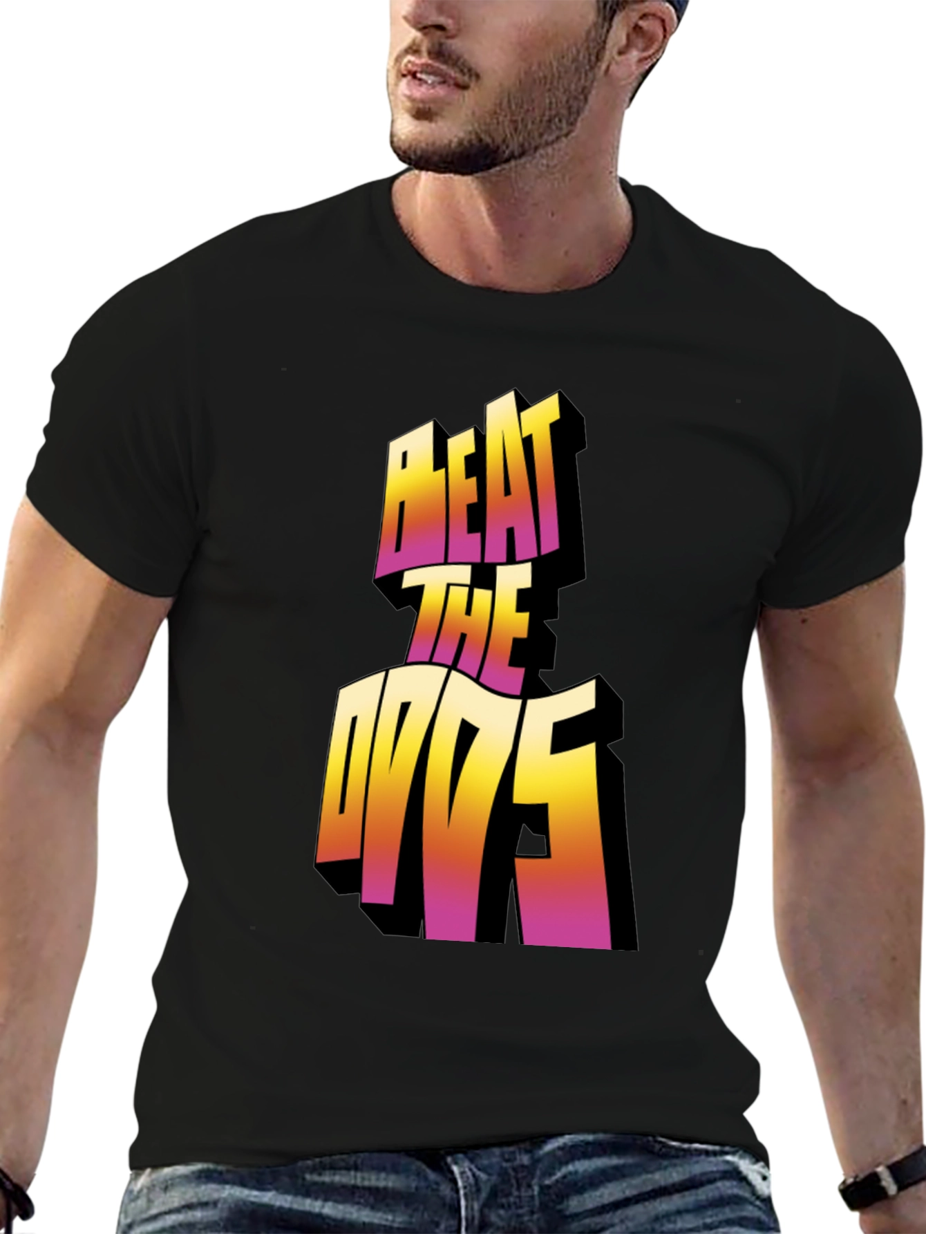 Beat The Odds Graphic Tee - Black Cotton Blend