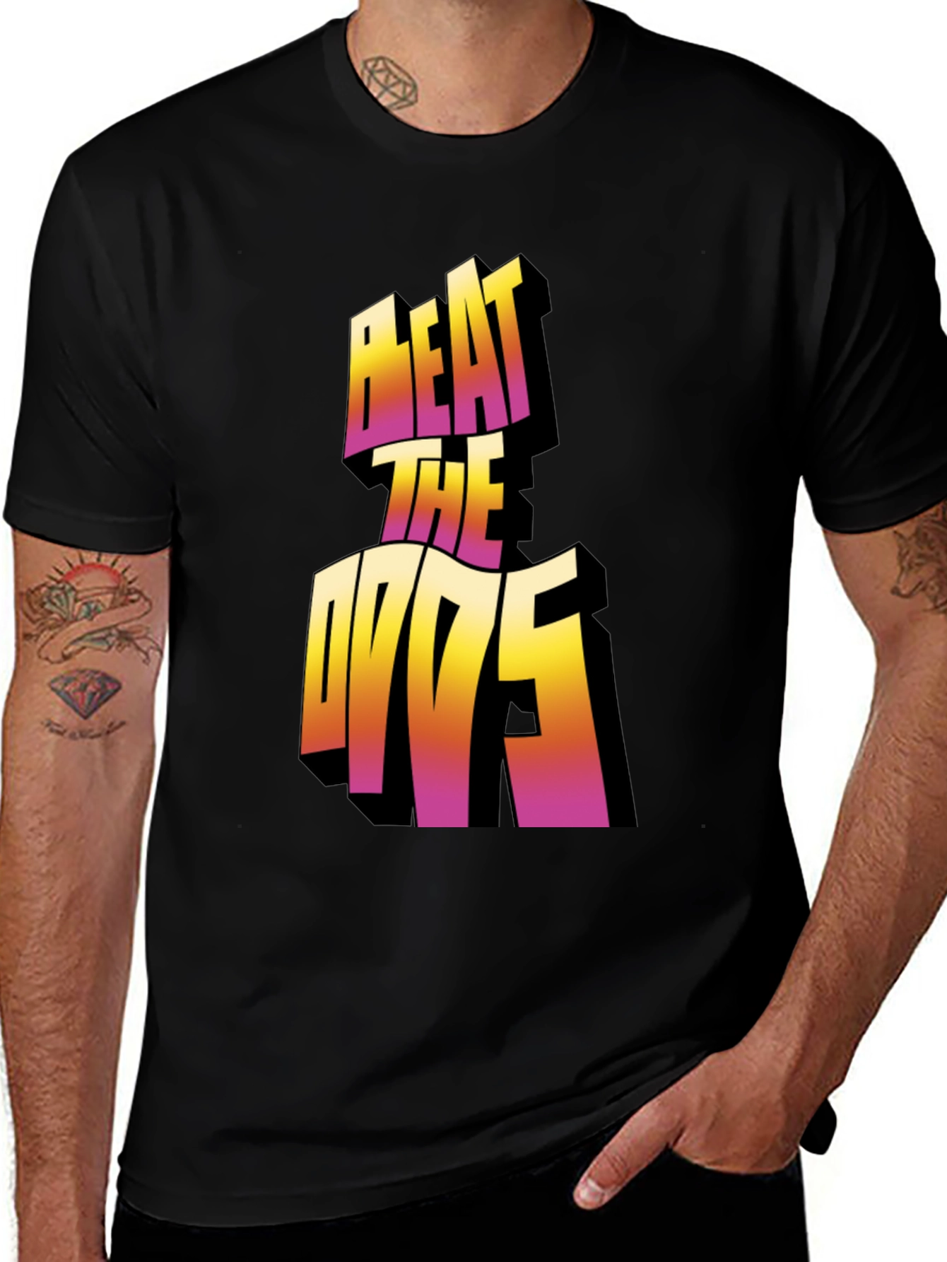 Beat The Odds Graphic Tee - Black Cotton Blend