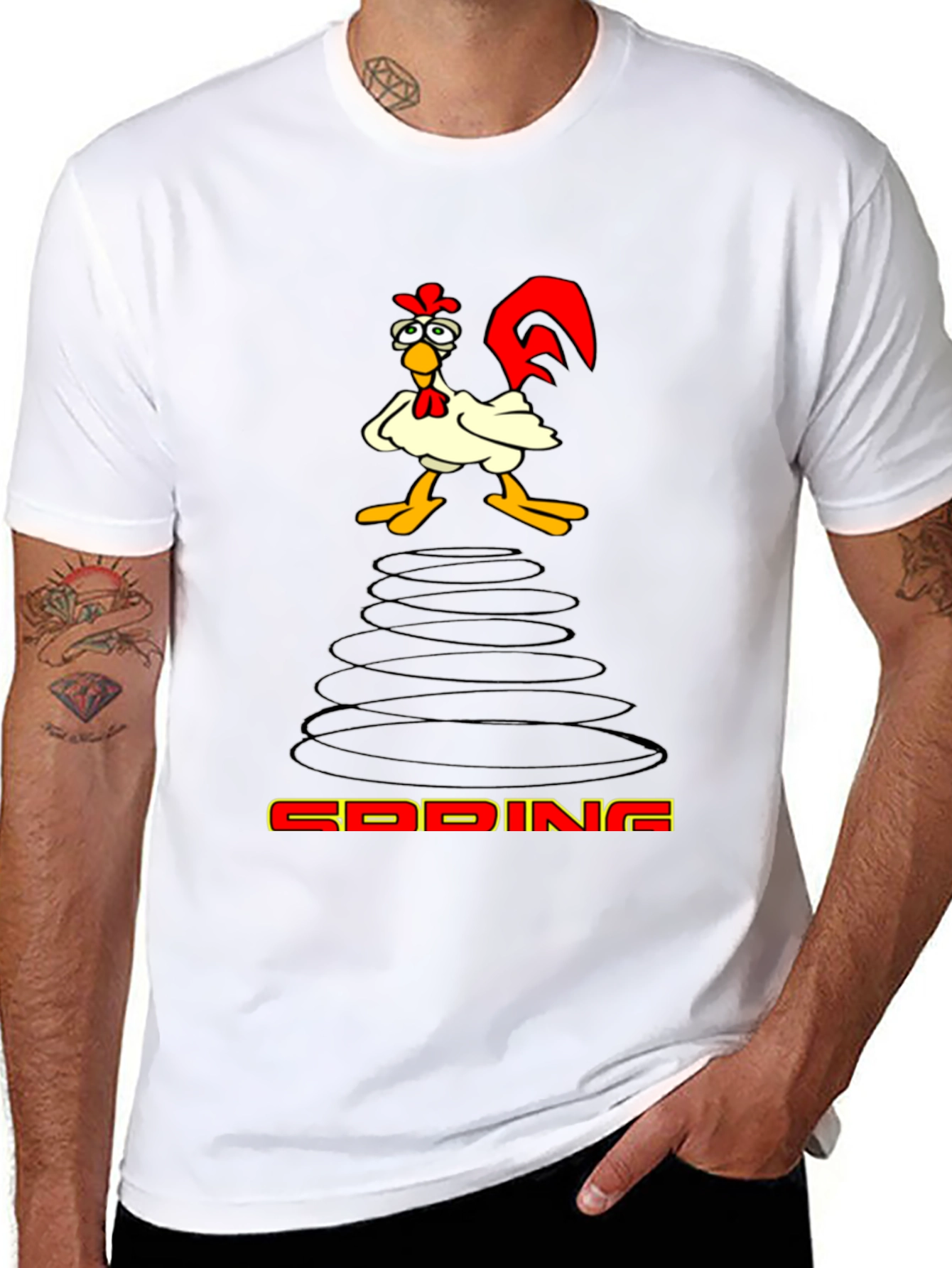 Funny Chicken Spring T-Shirt - Quirky Graphic Tee
