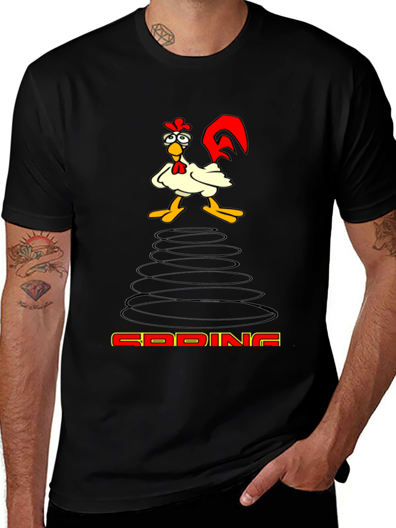 Funny Chicken Spring T-Shirt - Quirky Graphic Tee