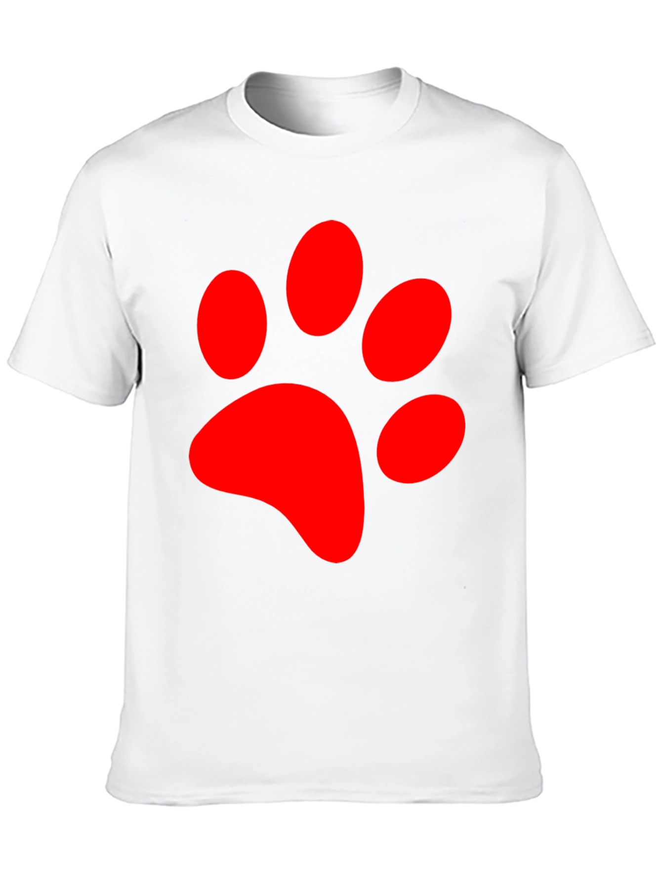 Red Paw Print Graphic Tee - Black Casual T-Shirt