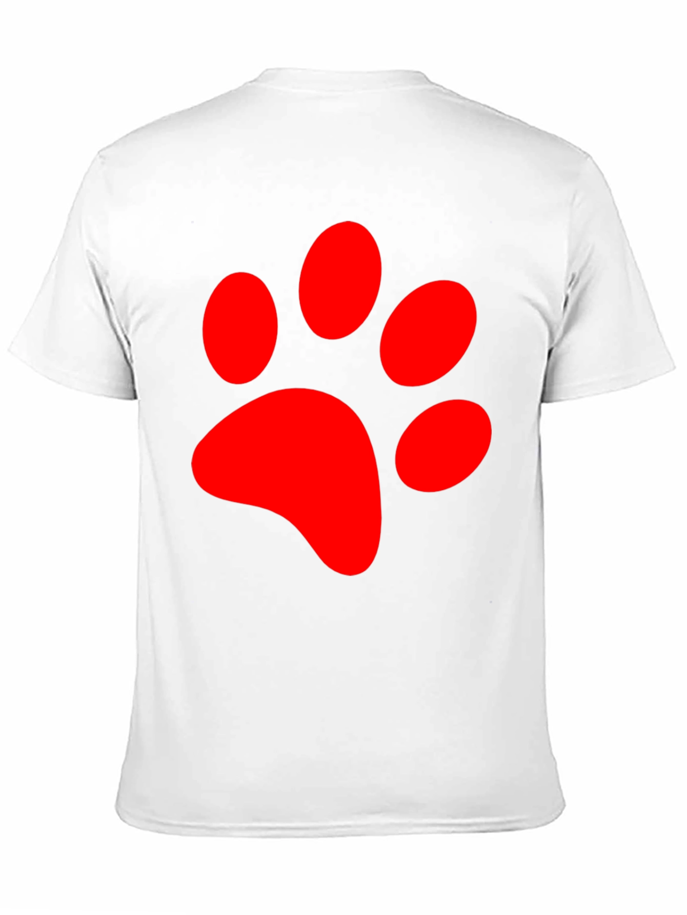 Red Paw Print Graphic Tee - Black Casual T-Shirt