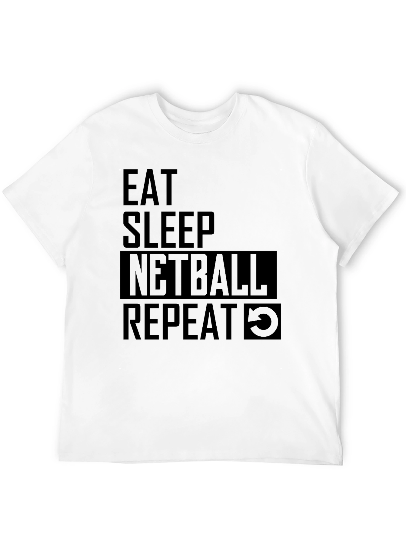 Eat Sleep Netball Repeat Black T-Shirt