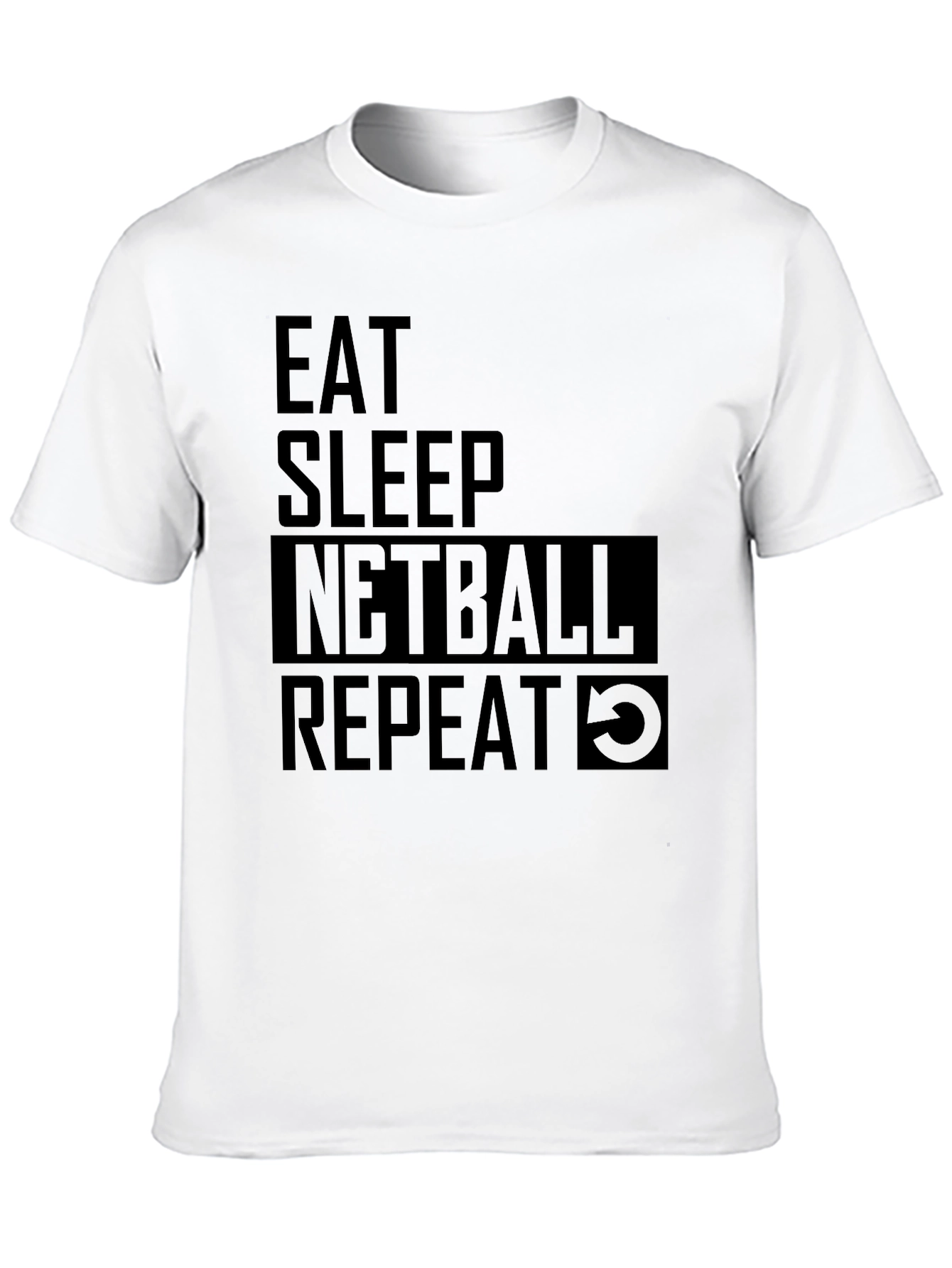 Eat Sleep Netball Repeat Black T-Shirt