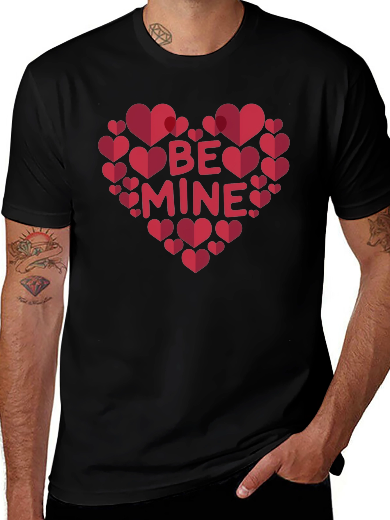 Be Mine Heart Valentines Day Graphic T-Shirt