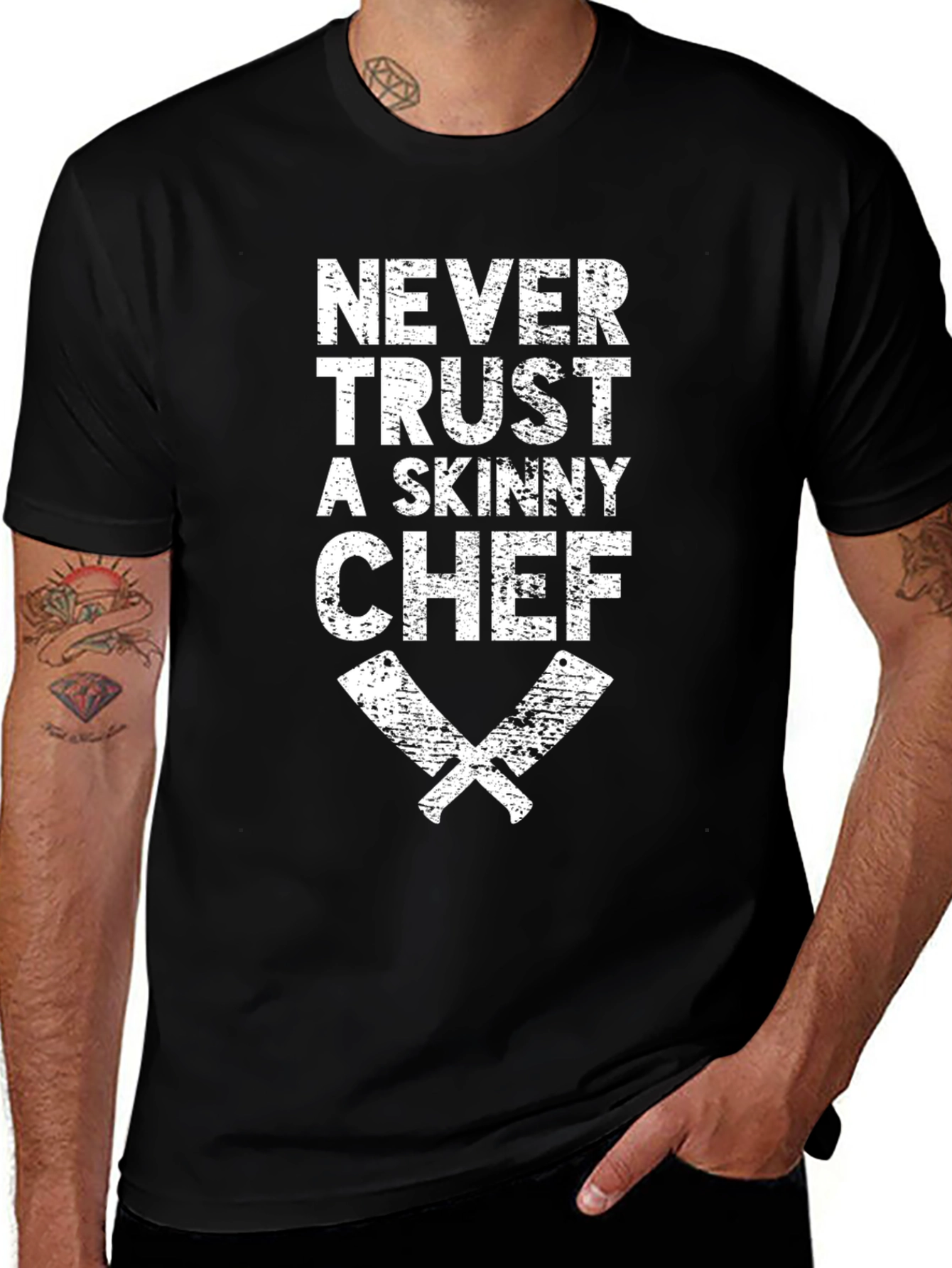 Never Trust a Skinny Chef Black T-Shirt