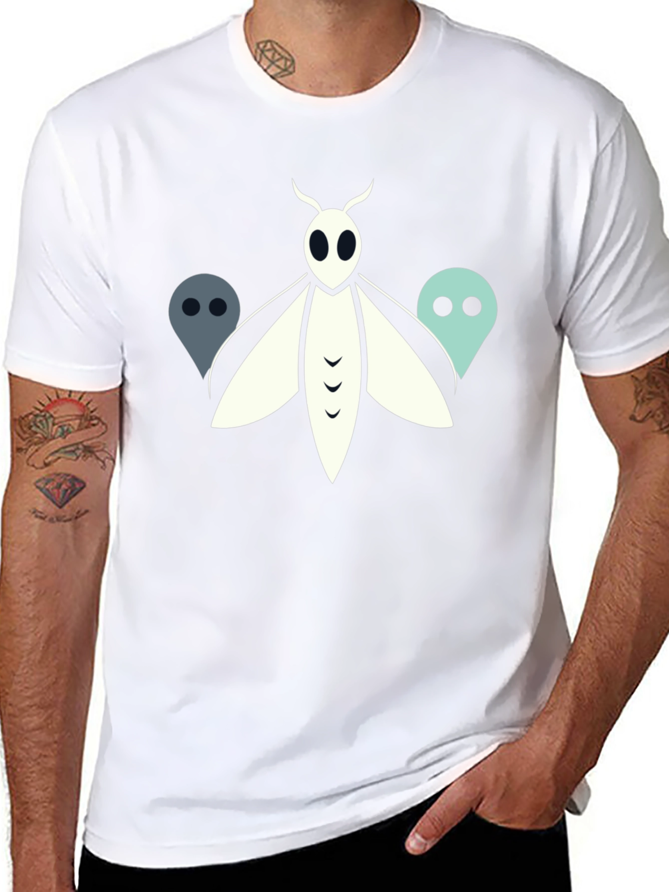 Moth and Ghost Graphic Tee - Black