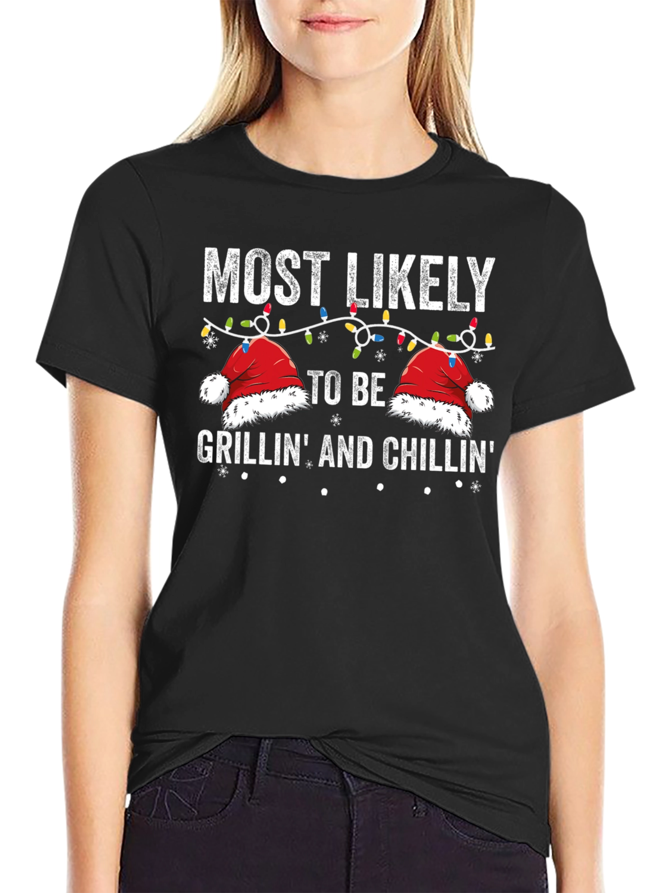 Grillin and Chillin Christmas Graphic T-Shirt