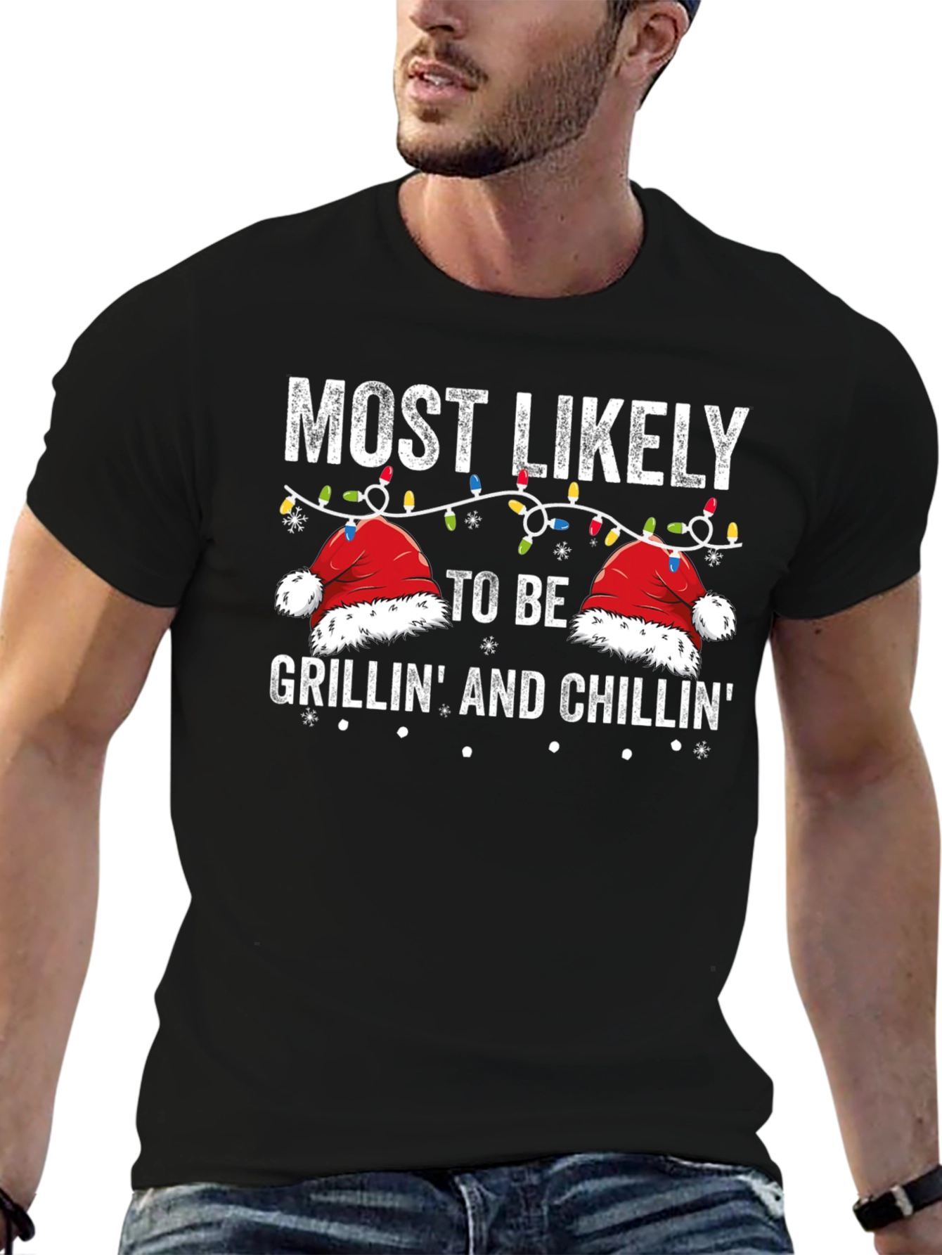 Grillin and Chillin Christmas Graphic T-Shirt