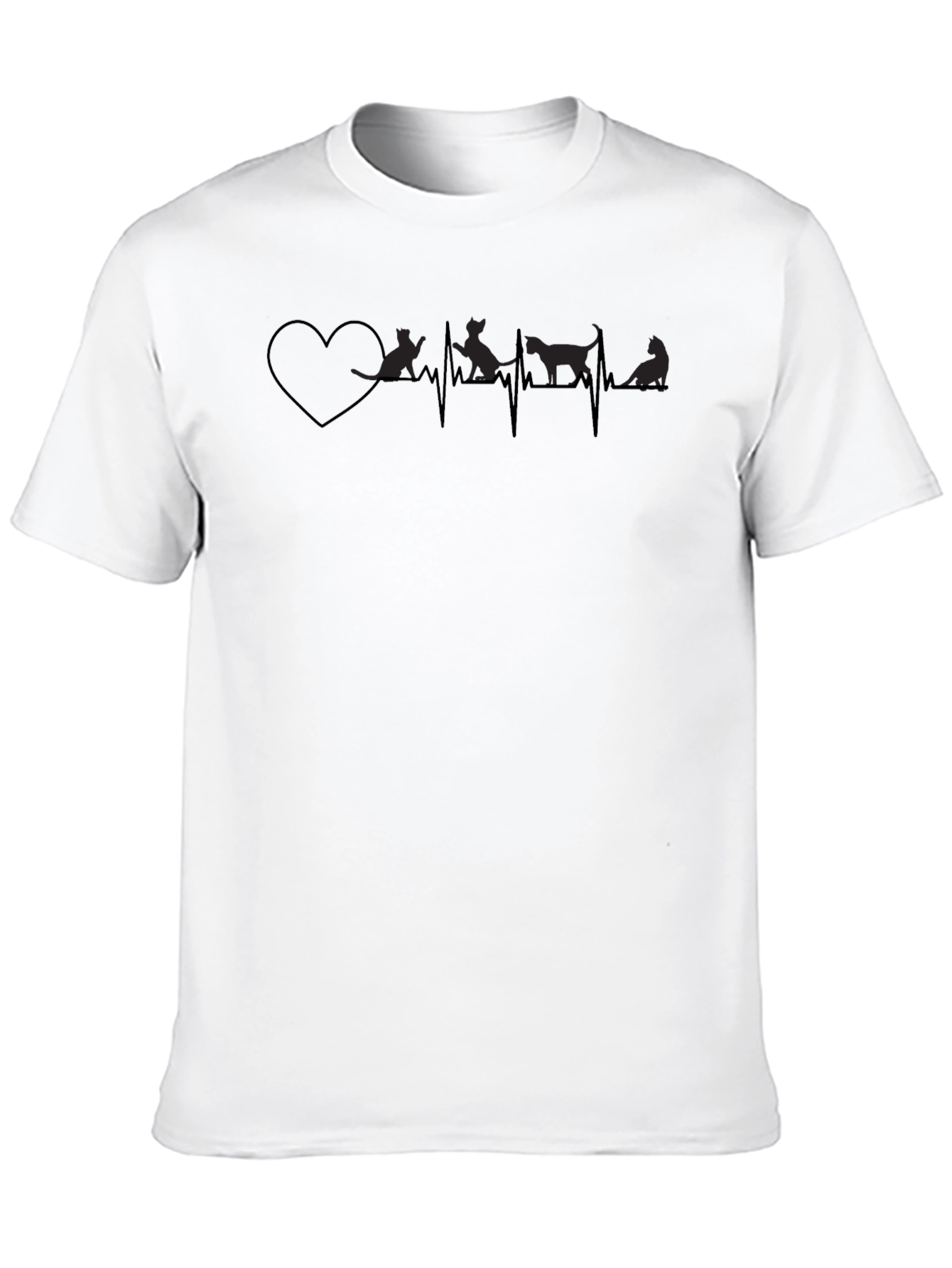 Cat Lover Heartbeat T-Shirt - Unisex Black Tee