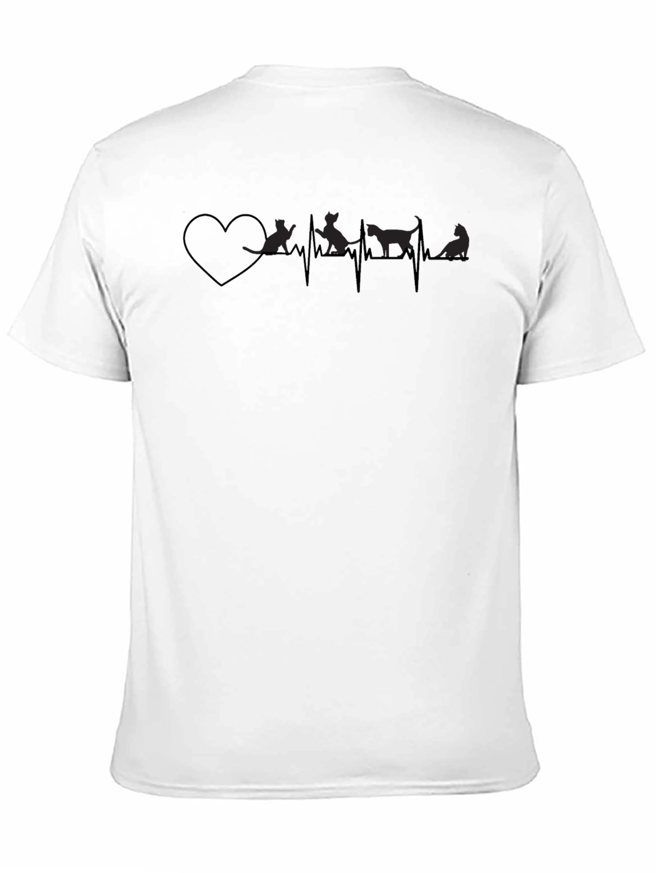 Cat Lover Heartbeat T-Shirt - Unisex Black Tee