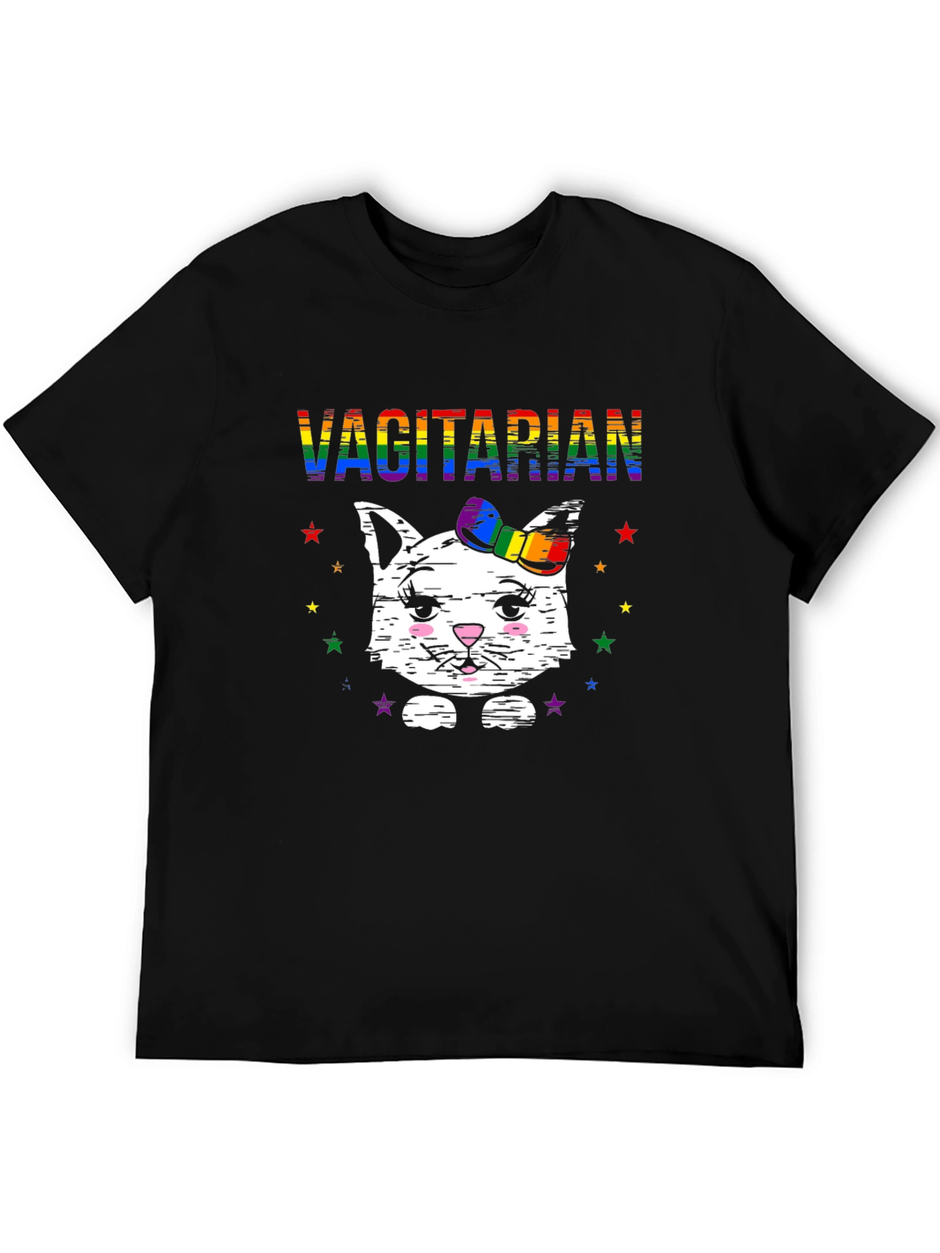 Vagitarian Cat T-Shirt - Rainbow LGBTQ Pride