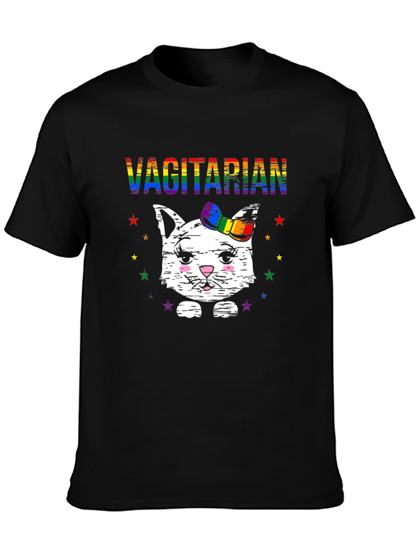 Vagitarian Cat T-Shirt - Rainbow LGBTQ Pride