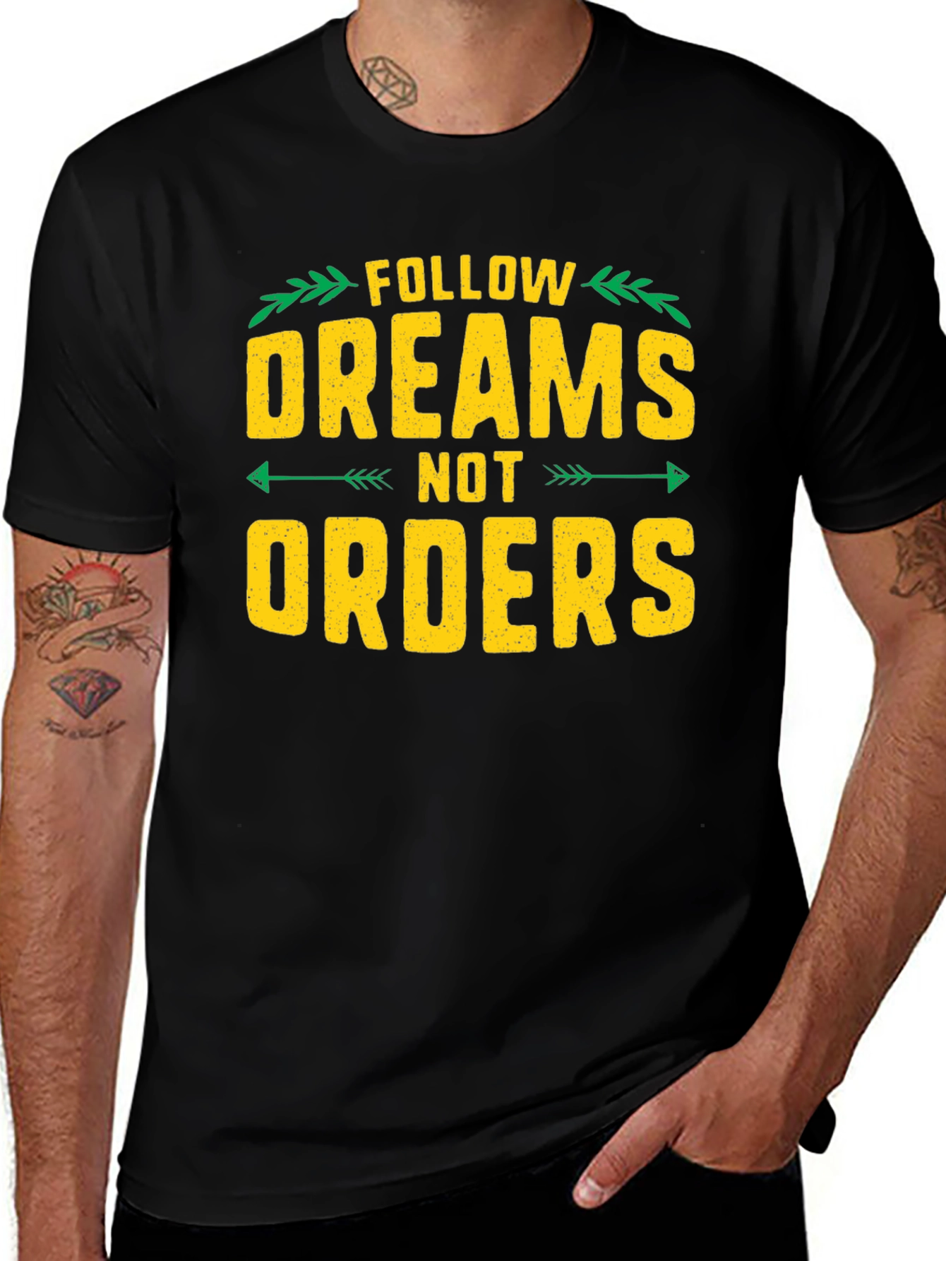 Follow Dreams Not Orders Graphic Tee - Black