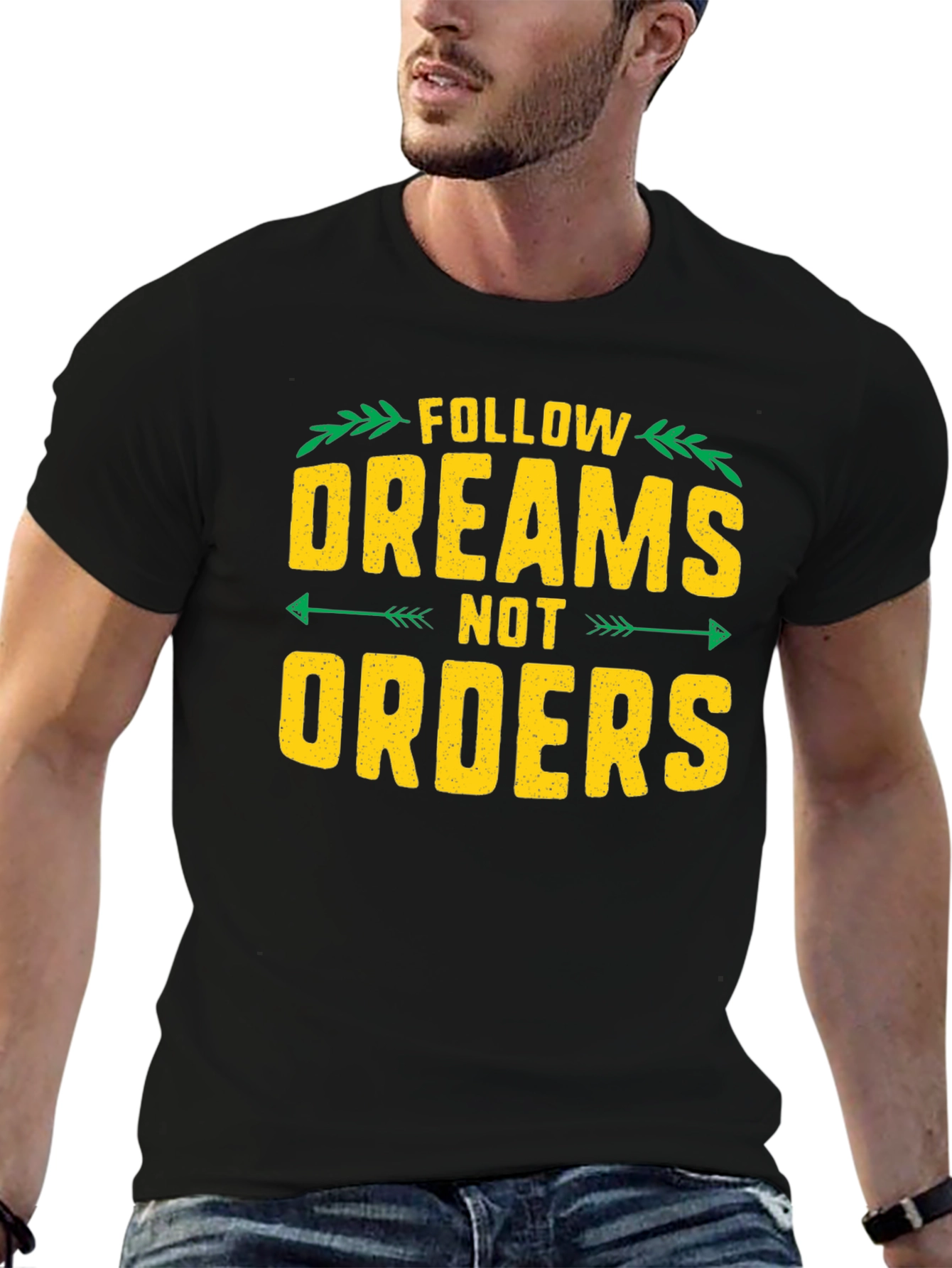 Follow Dreams Not Orders Graphic Tee - Black