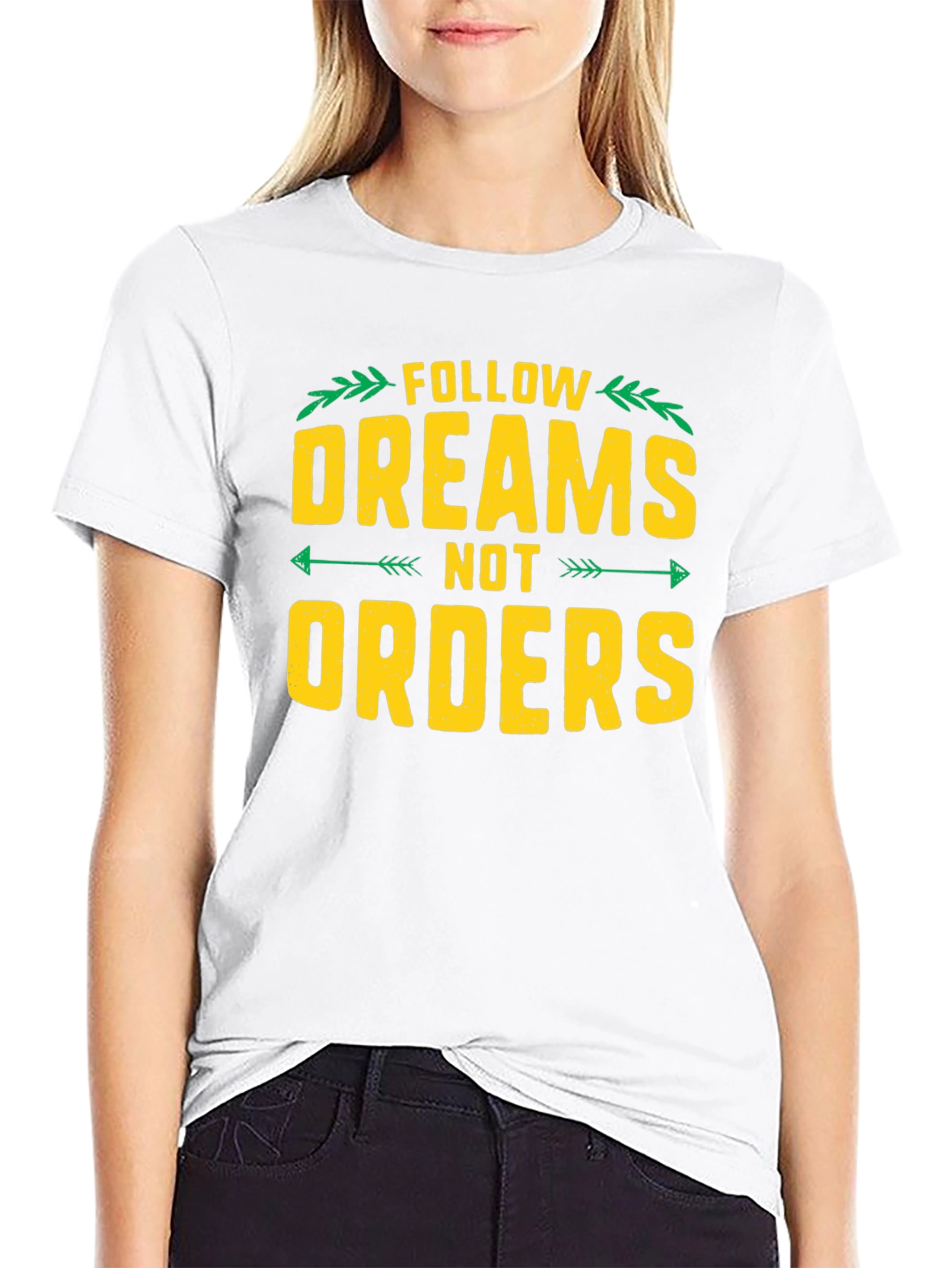 Follow Dreams Not Orders Graphic Tee - Black