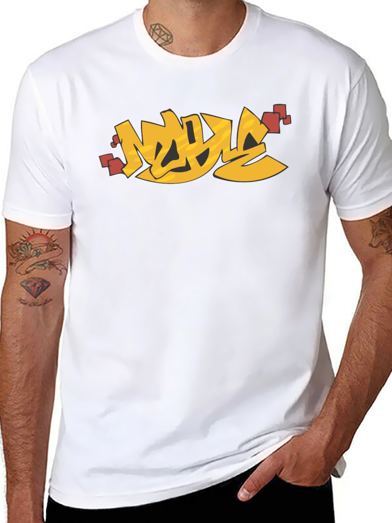 Urban Graffiti Style Graphic Print Black T-Shirt