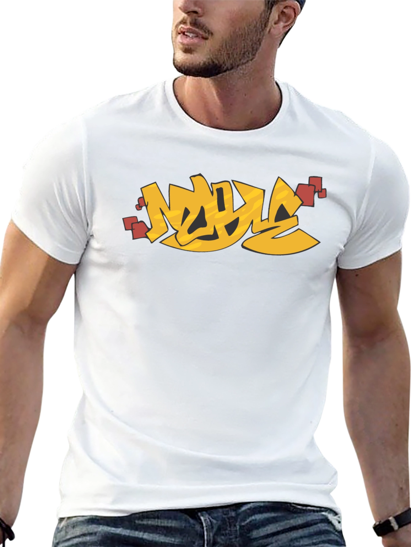 Urban Graffiti Style Graphic Print Black T-Shirt