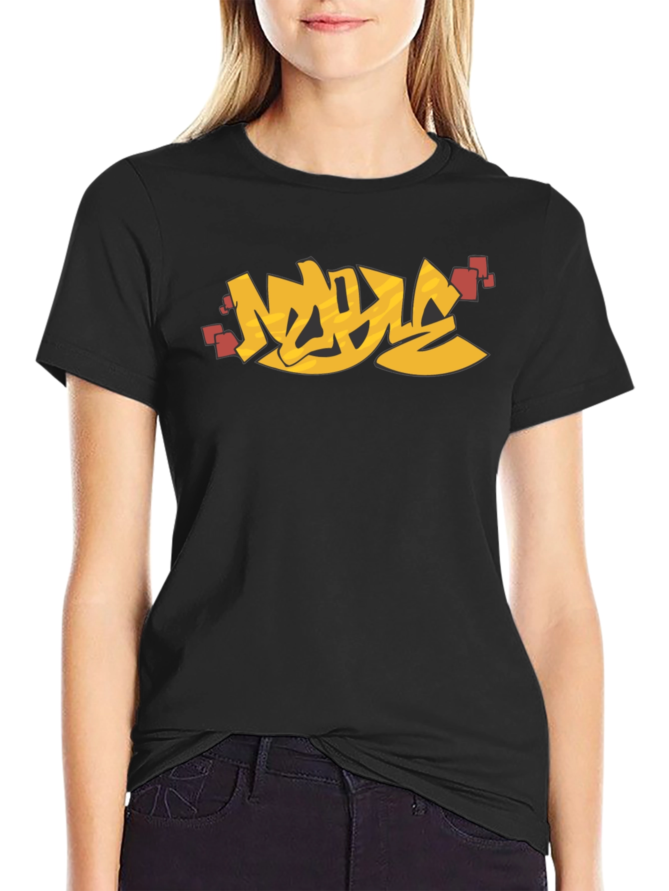 Urban Graffiti Style Graphic Print Black T-Shirt