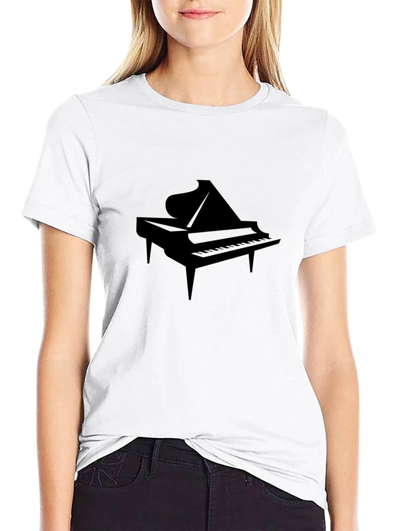 Piano Graphic Tee - Black Cotton Casual T-Shirt