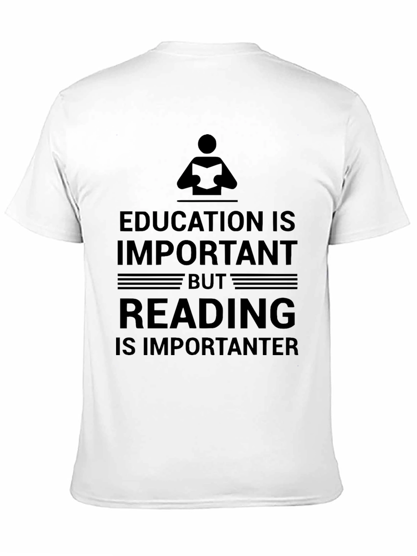 Education vs Reading Humor Black T-Shirt